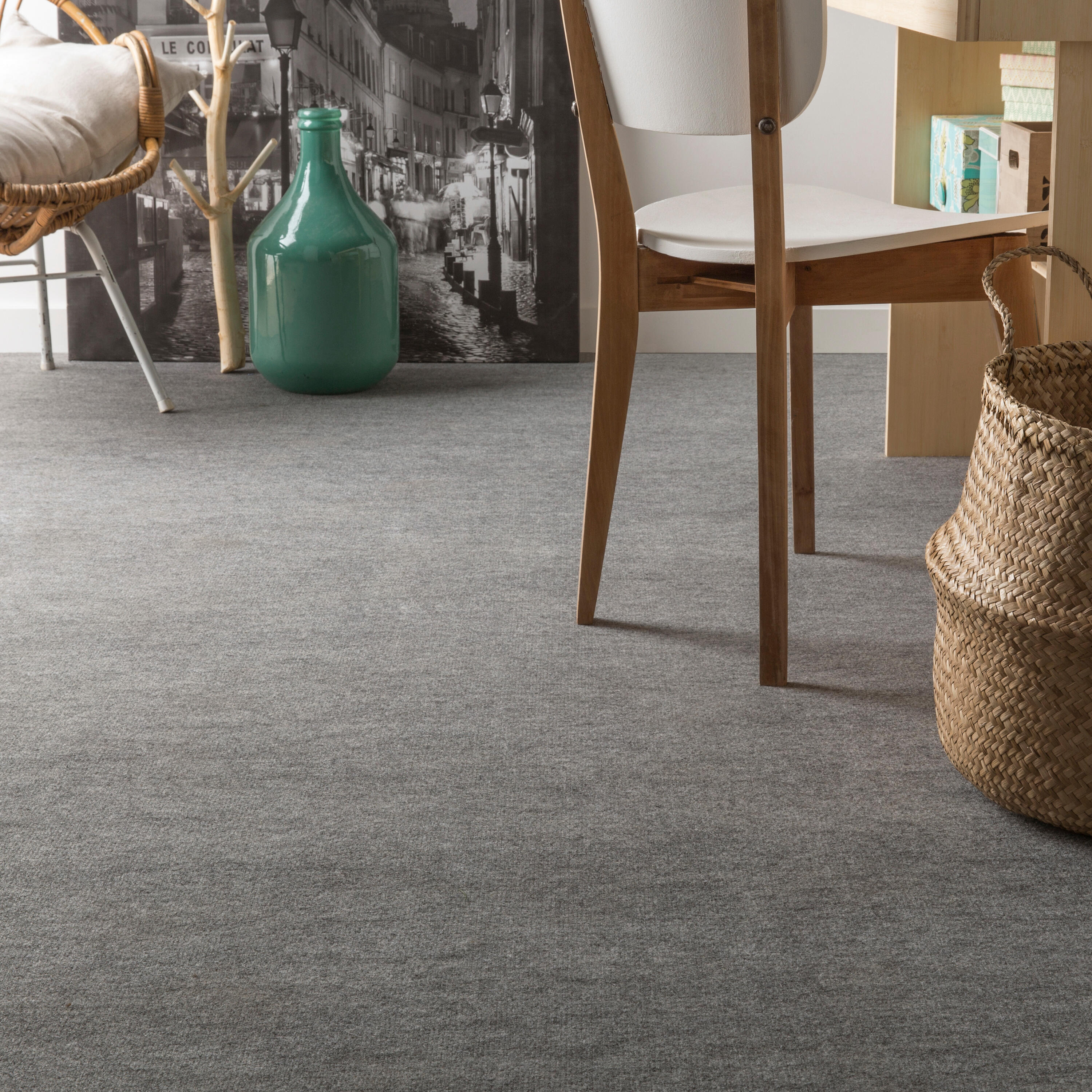 Moquette aiguilletée uni gris, Spot, rouleau l.4 m - 2