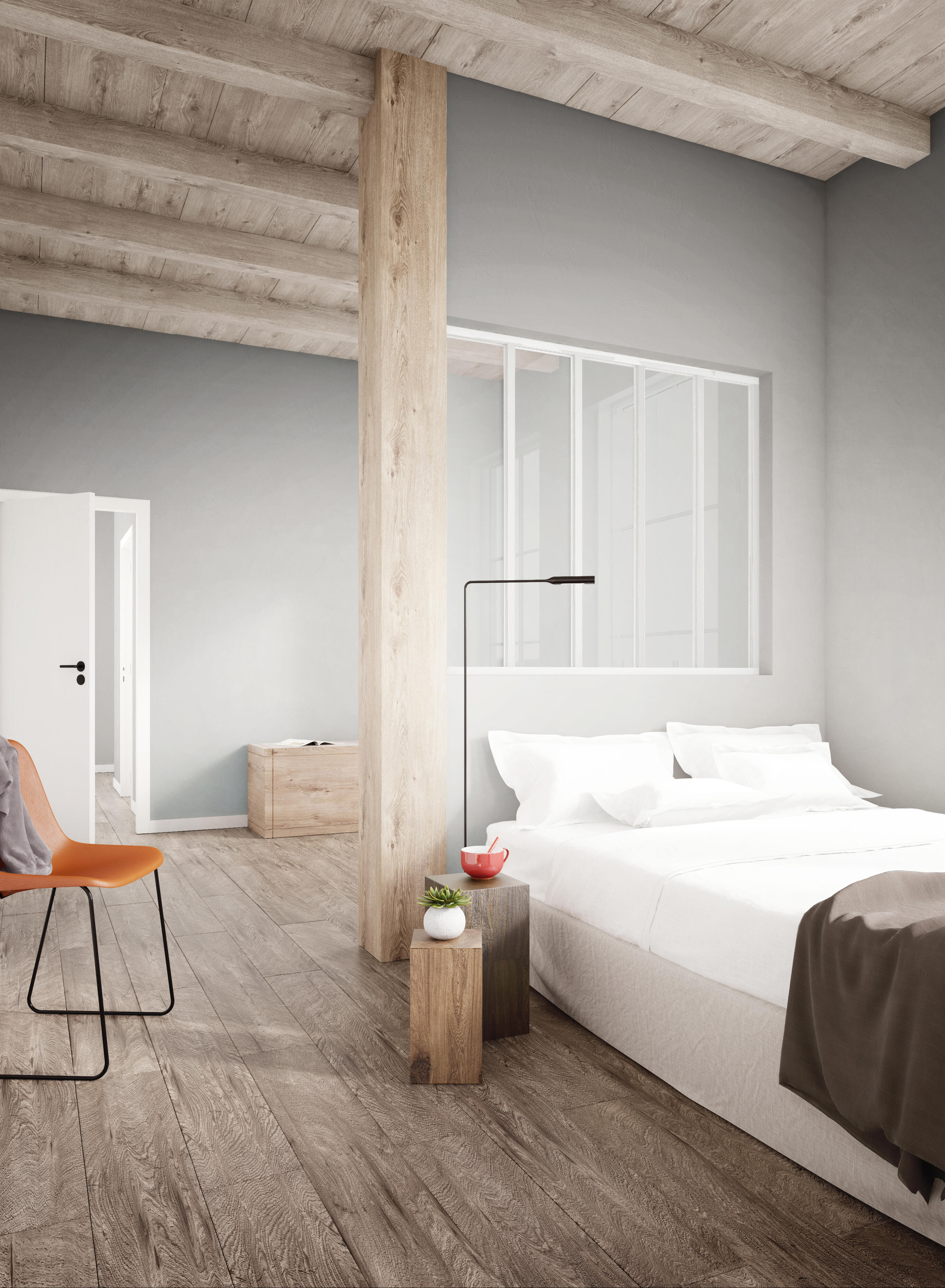 Verrière Atelier fixe en aluminium blanc mat 5 carreaux, H.130 x l.153 c - 8