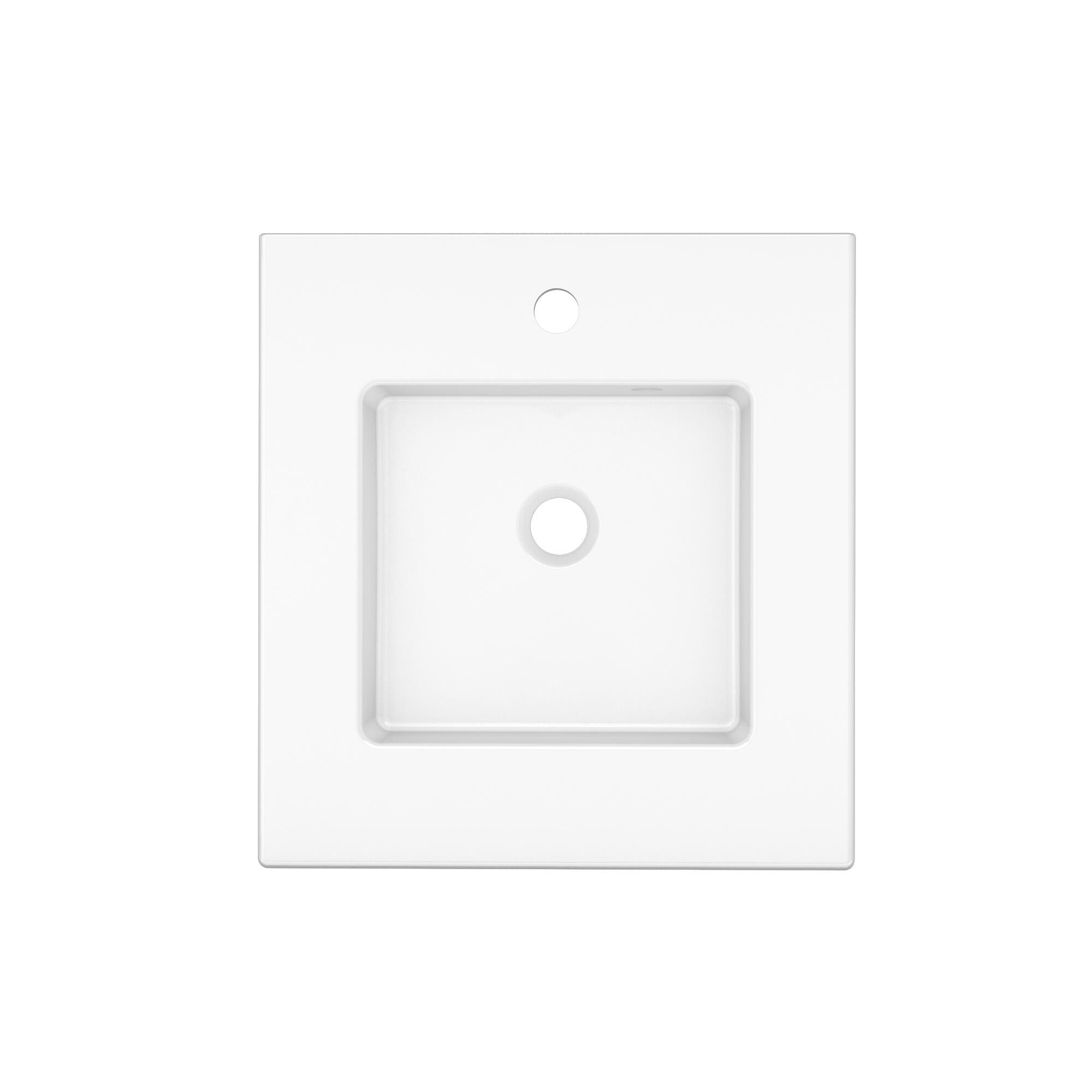 Plan simple vasque centrée Moon céramique blanc Brillant l.46 x P.49 cm - 2