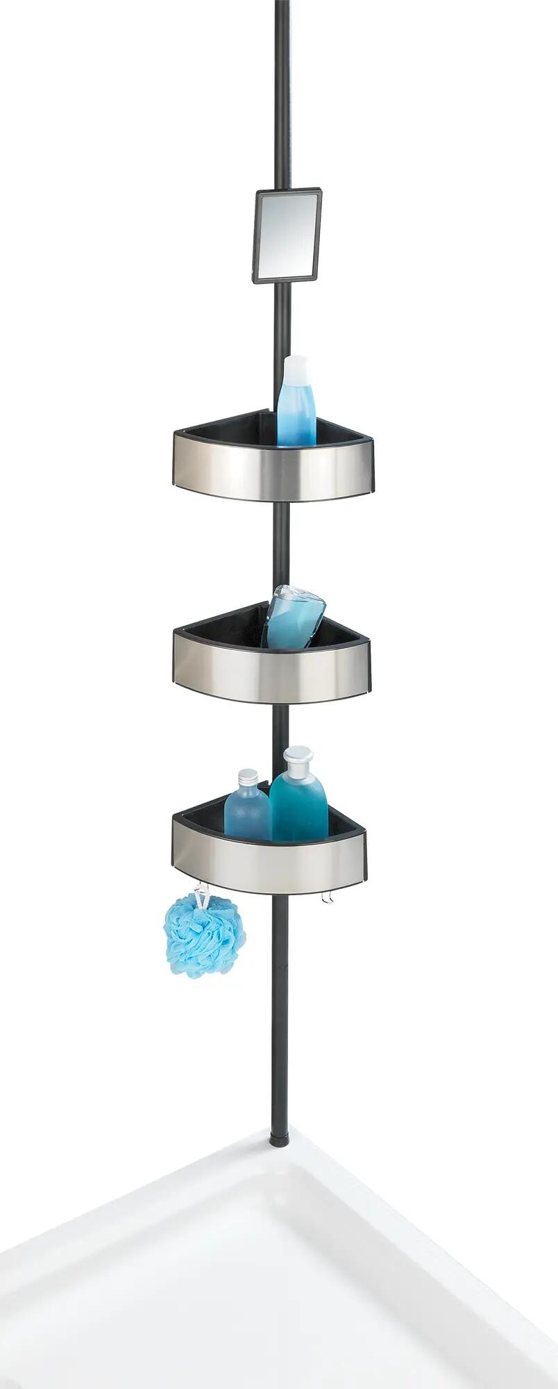 Etagère de douche argent et noir à visser / à monter mur de douche premium WENKO - 2