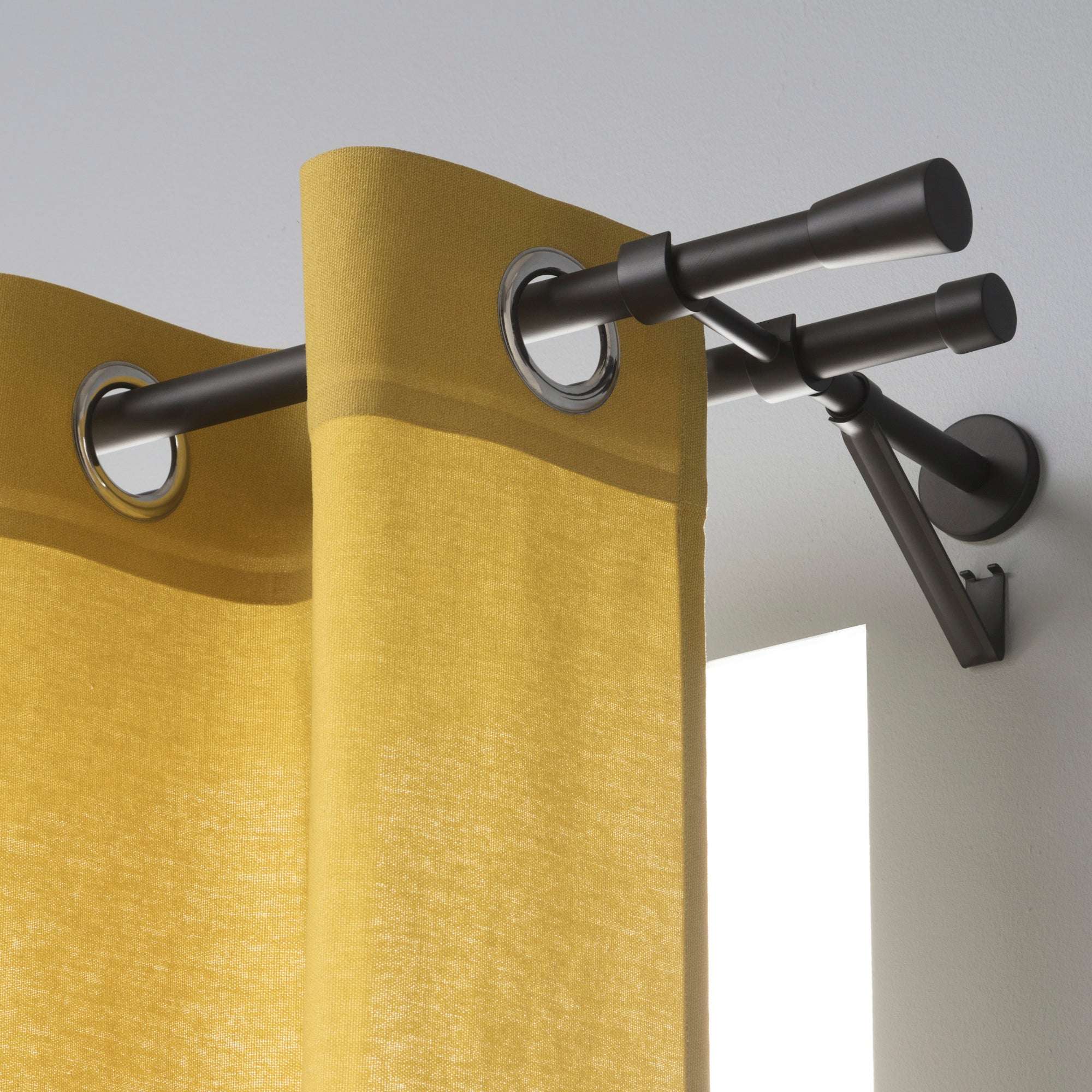 Lot de 2 embouts pour barre à rideau , Diam.20 mm noir Design, INSPIRE - 2