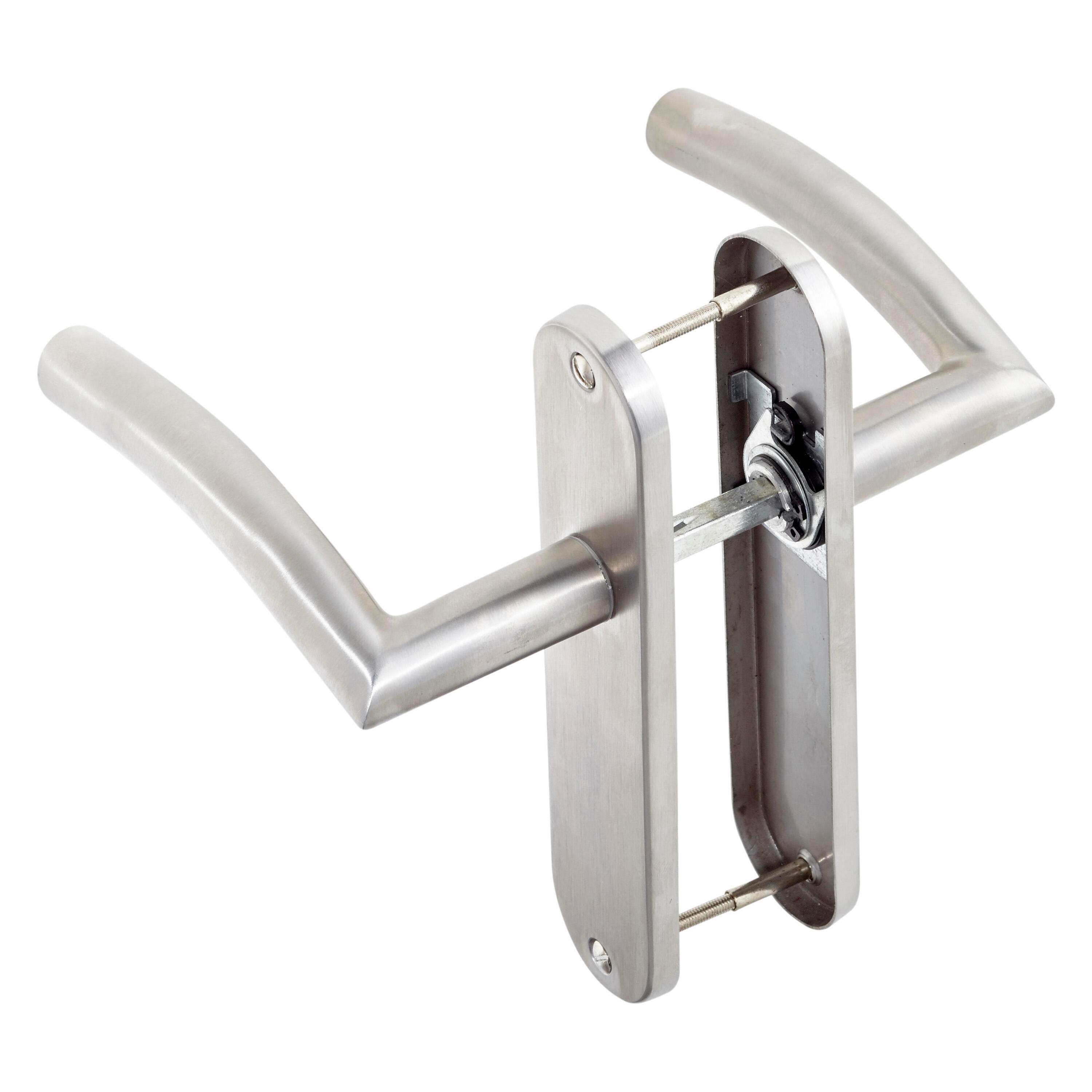 2 poignées sur plaque sans trou Margaud acier nickel brillant, entraxe 165 mm - 4