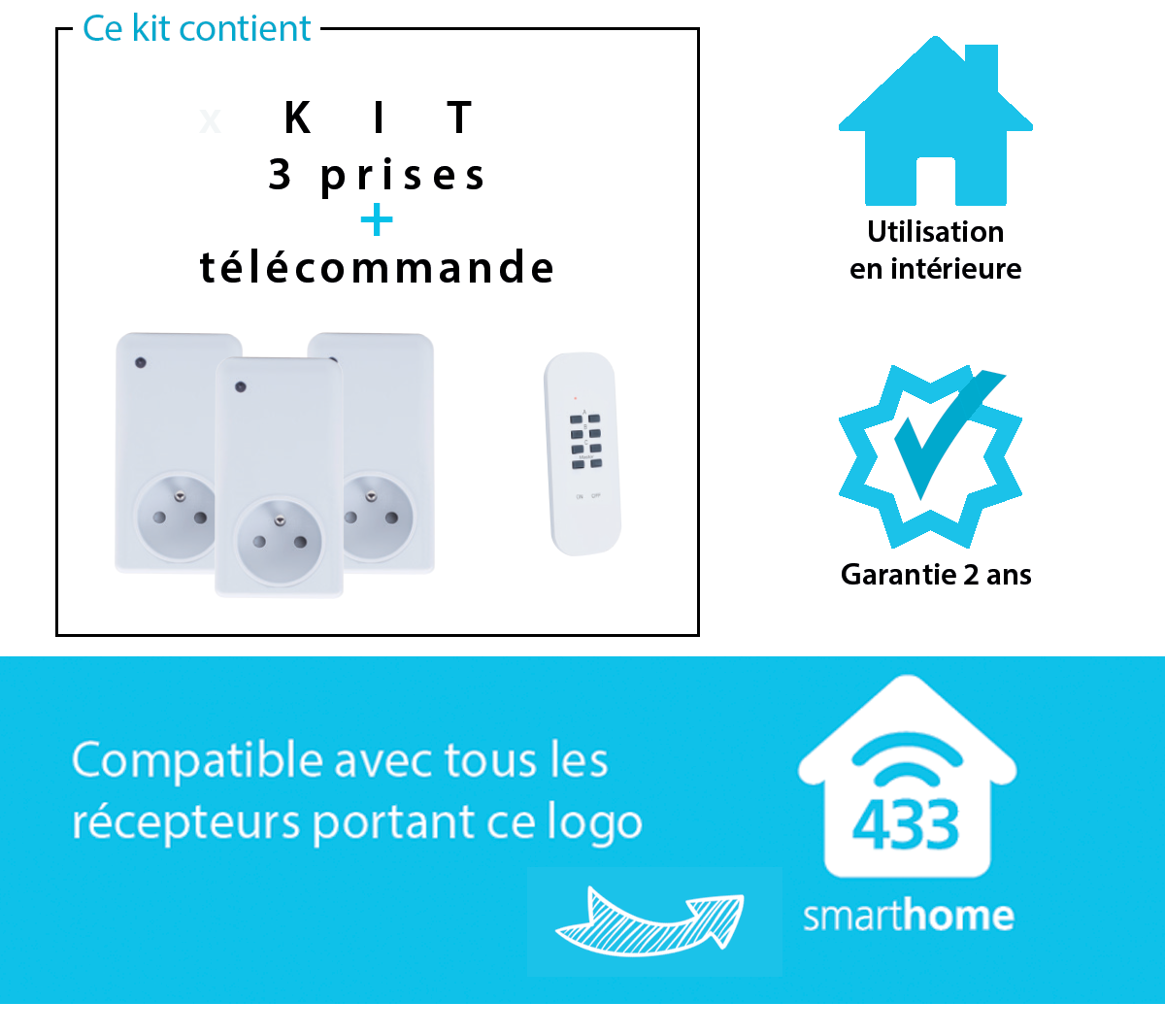 Lot de 3 prises télécommandables connectées intérieure SMARTWARES - 7