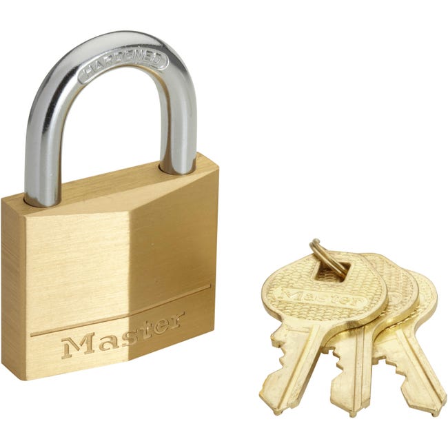 Lot De 4 Cadenas Master Lock 140EURQNOP En Laiton - 6x4x1.3 Cm - Clé Incluse - Pour Placards, Casiers, Portails