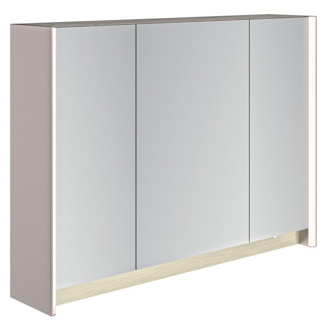 Armoire de toilette lumineuse led 3p H.66 x l.90 x P.18 cm beige nude Egerie
