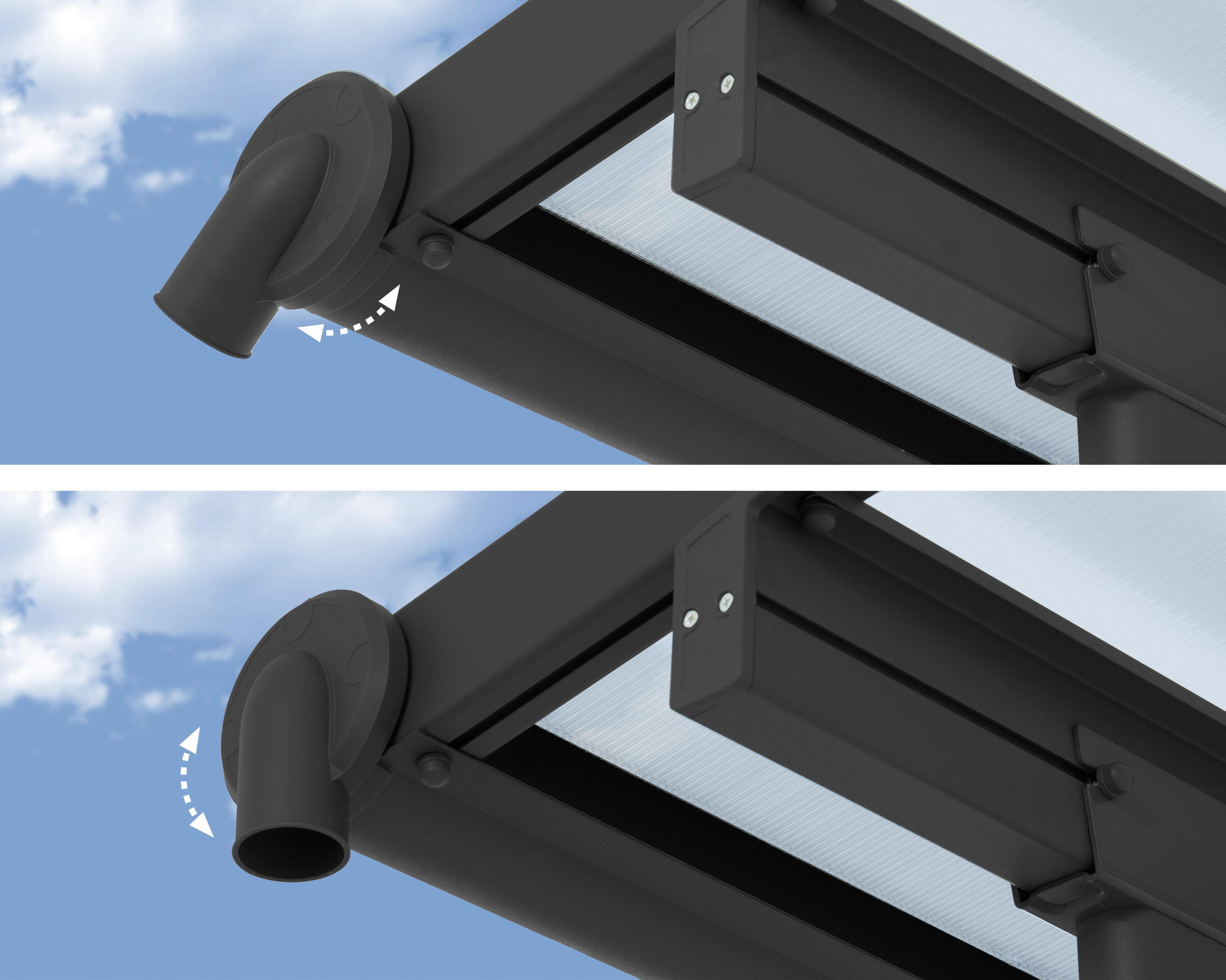 Pergola adossée grise OLYMPIA 9.1 m², aluminium et polycarbonate, PALRAM - 4