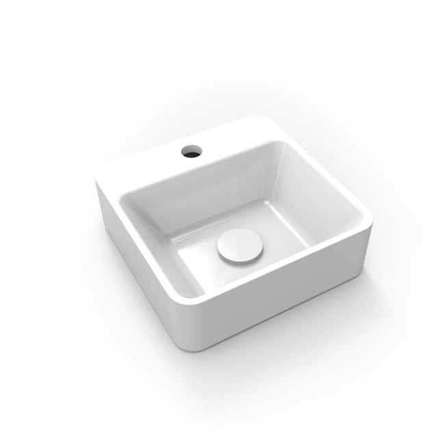 Lave-mains résine carré blanc l.30 x P.30 cm, Smart