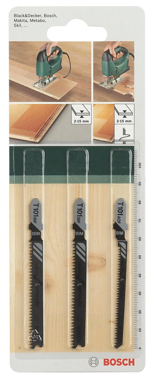 Lot de 3 lames de scie sauteuse pour parquet BOSCH 2-15 mm