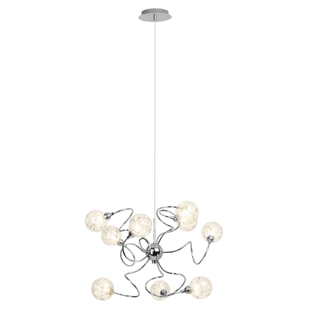 Lampadario Neoclassico Joya cromo paralume trasparente 9x G9 Ø70cm BRILLIANT