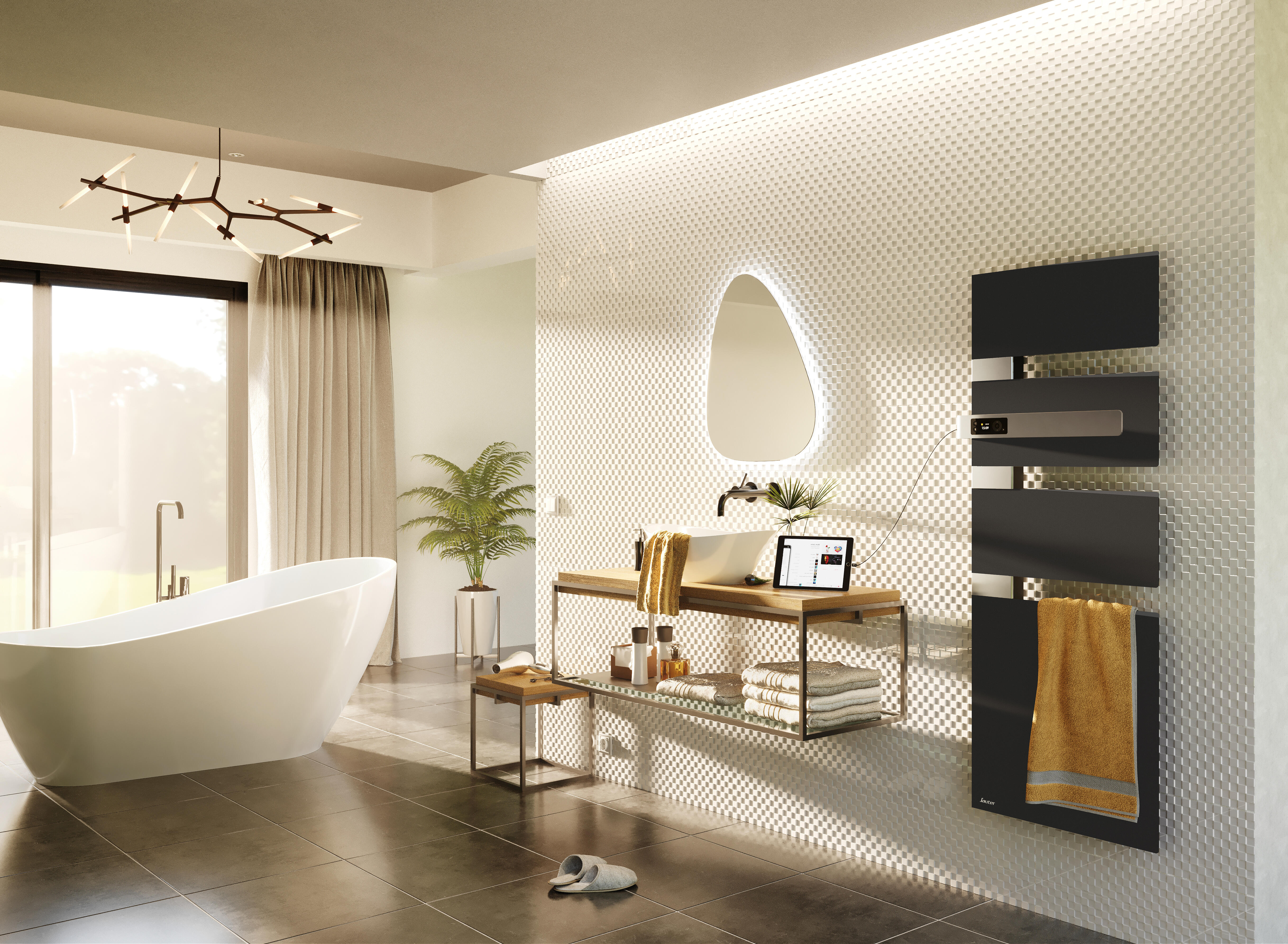 Sèche-serviettes électrique soufflant SAUTER 1750W, H.150 x l.58 cm Alutu music - 3