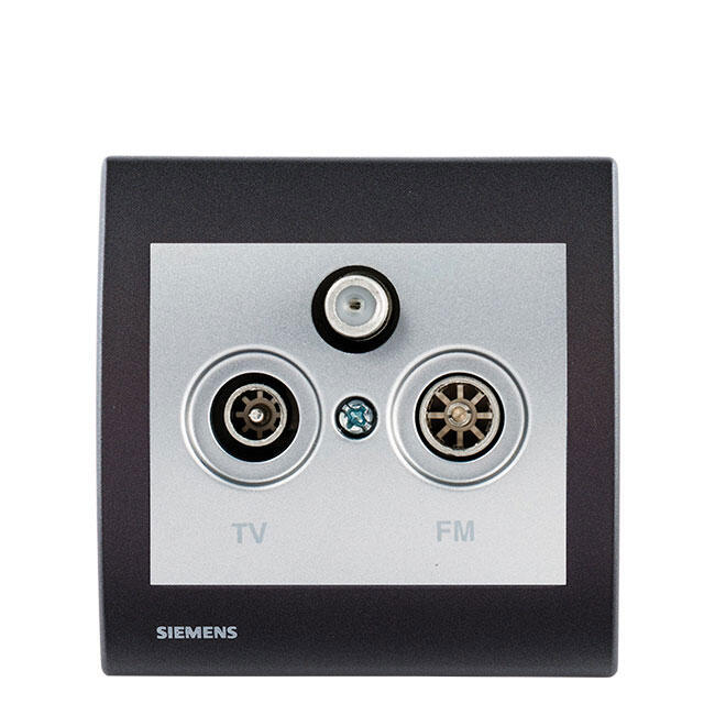 Prise tv / fm / sat Delta, SIEMENS, gris argent et plaque noire Leroy — free download