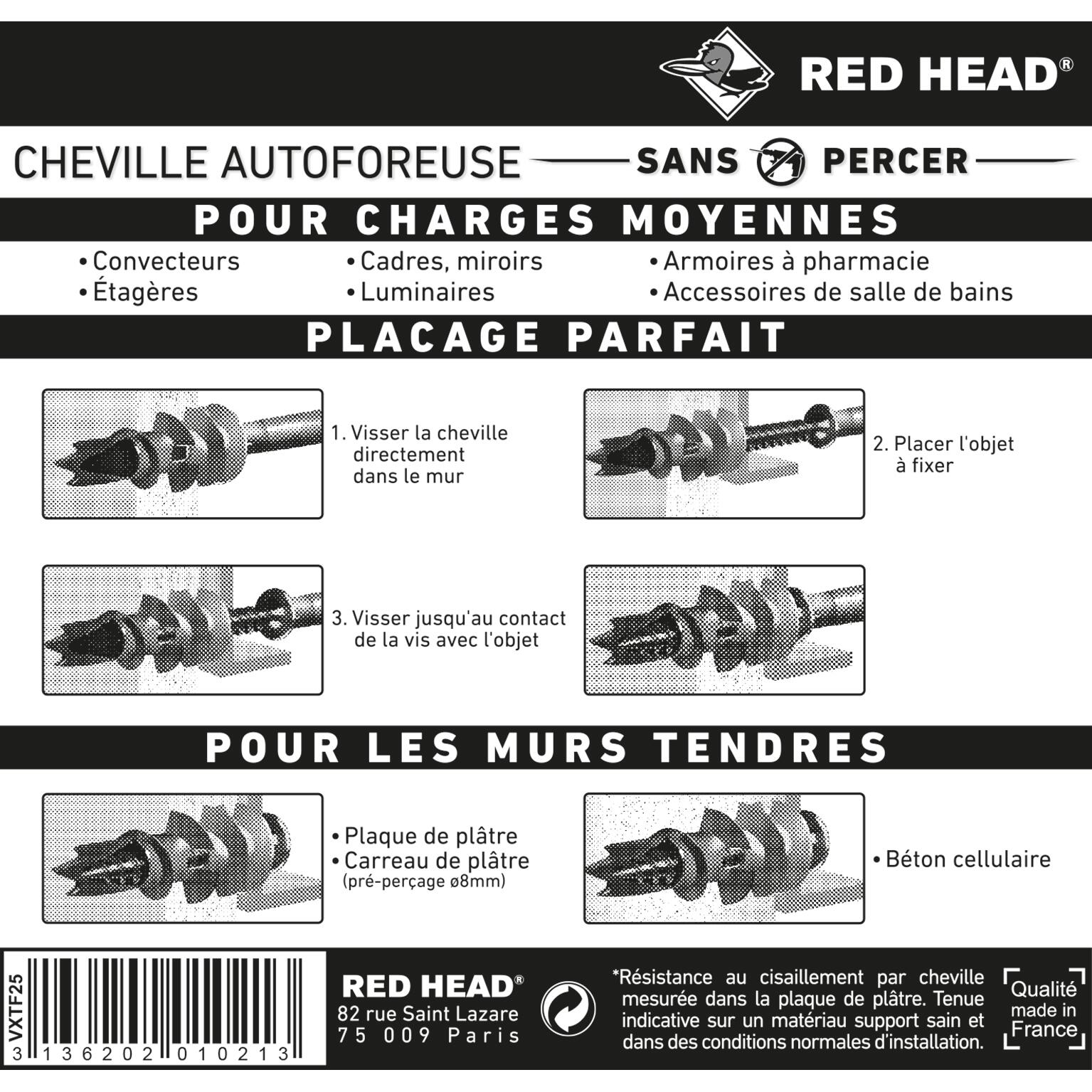 Lot de 25 Cheville murale avec vis vix RED HEAD, Ø12 x L.30 mm - 4