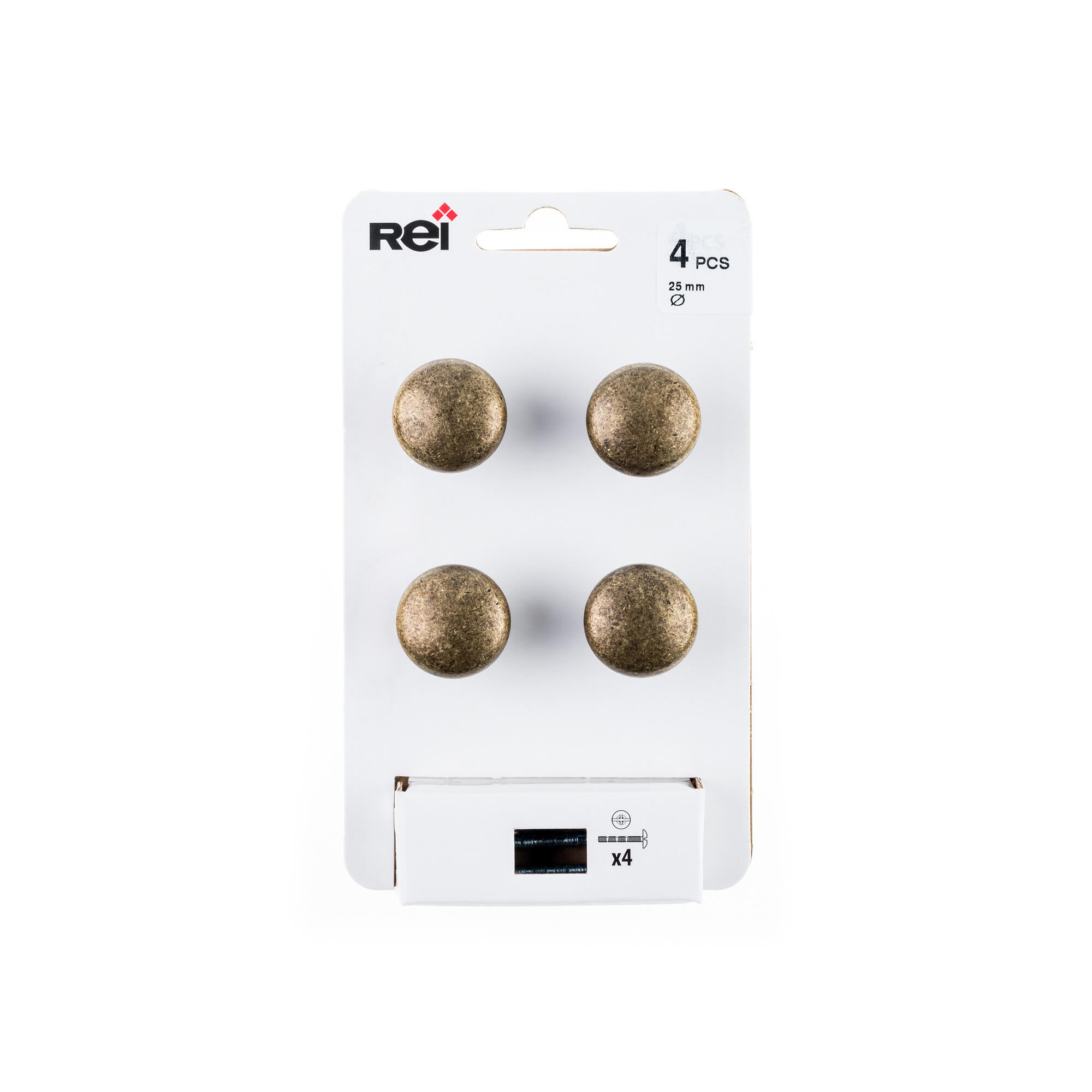 4 boutons de meuble ronds Berna, zamak vieil or laitonné, Diam.25 mm - 7