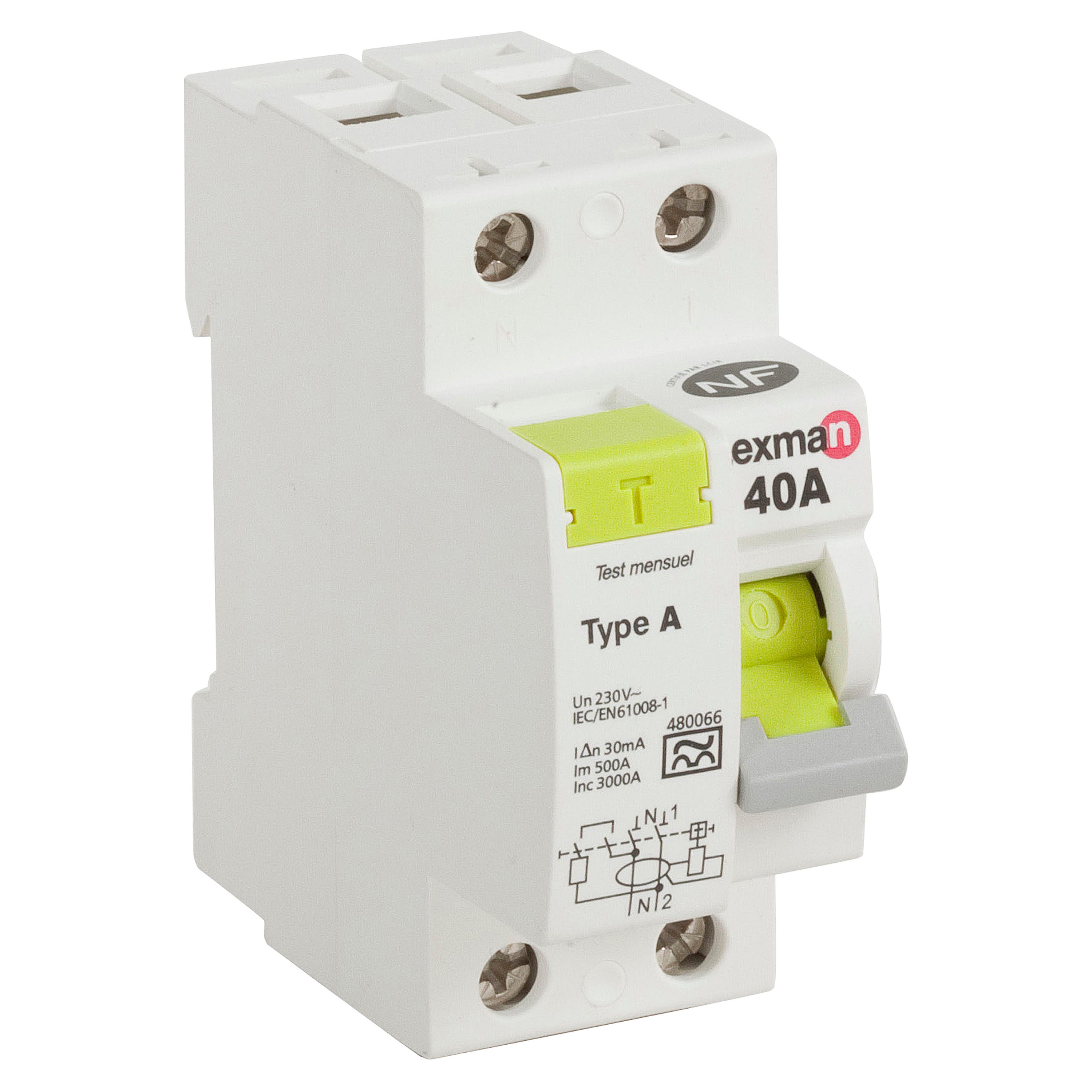 Interrupteur différentiel LEXMAN, 30 mA 40 A A - 2
