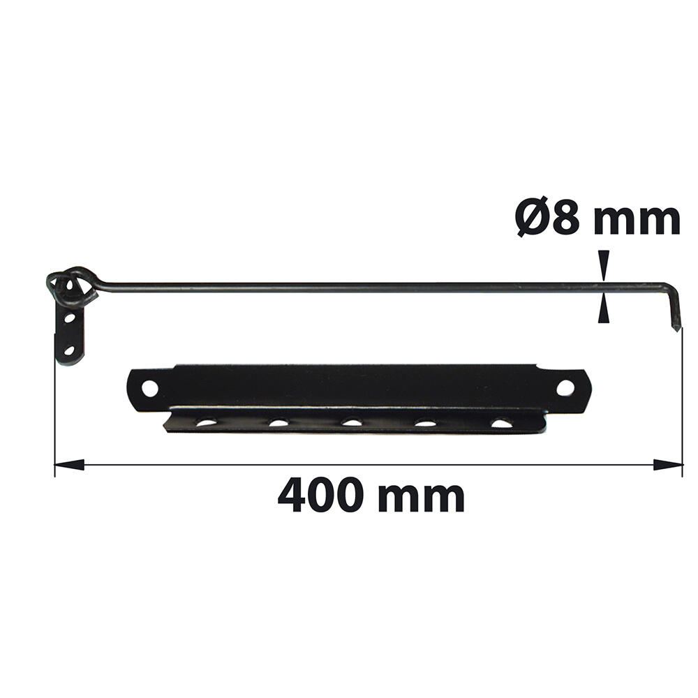 Crochet sur platine et crémaillère en acier noir, ⌀8 x L.400 mm AFBAT - 3