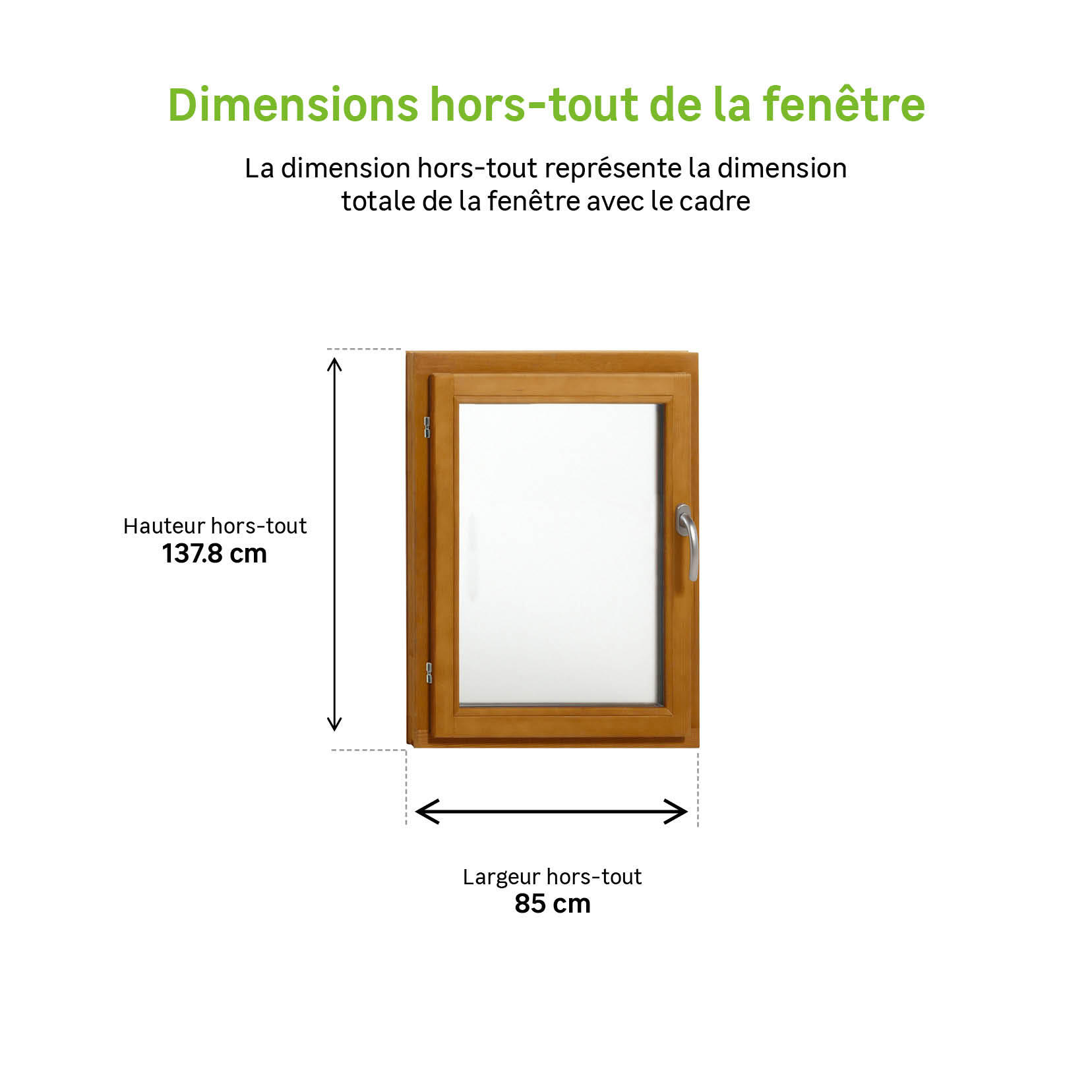 Fenêtre Bois Essentiel H.135xl.80cm, 1 vantail tirant droit - 3