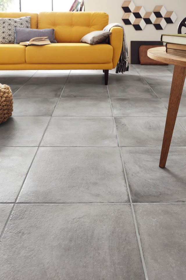 Carrelage sol/mur intérieur effet béton gris Zoom l.45 x L.45 cm x Ep.8.5 mm STN