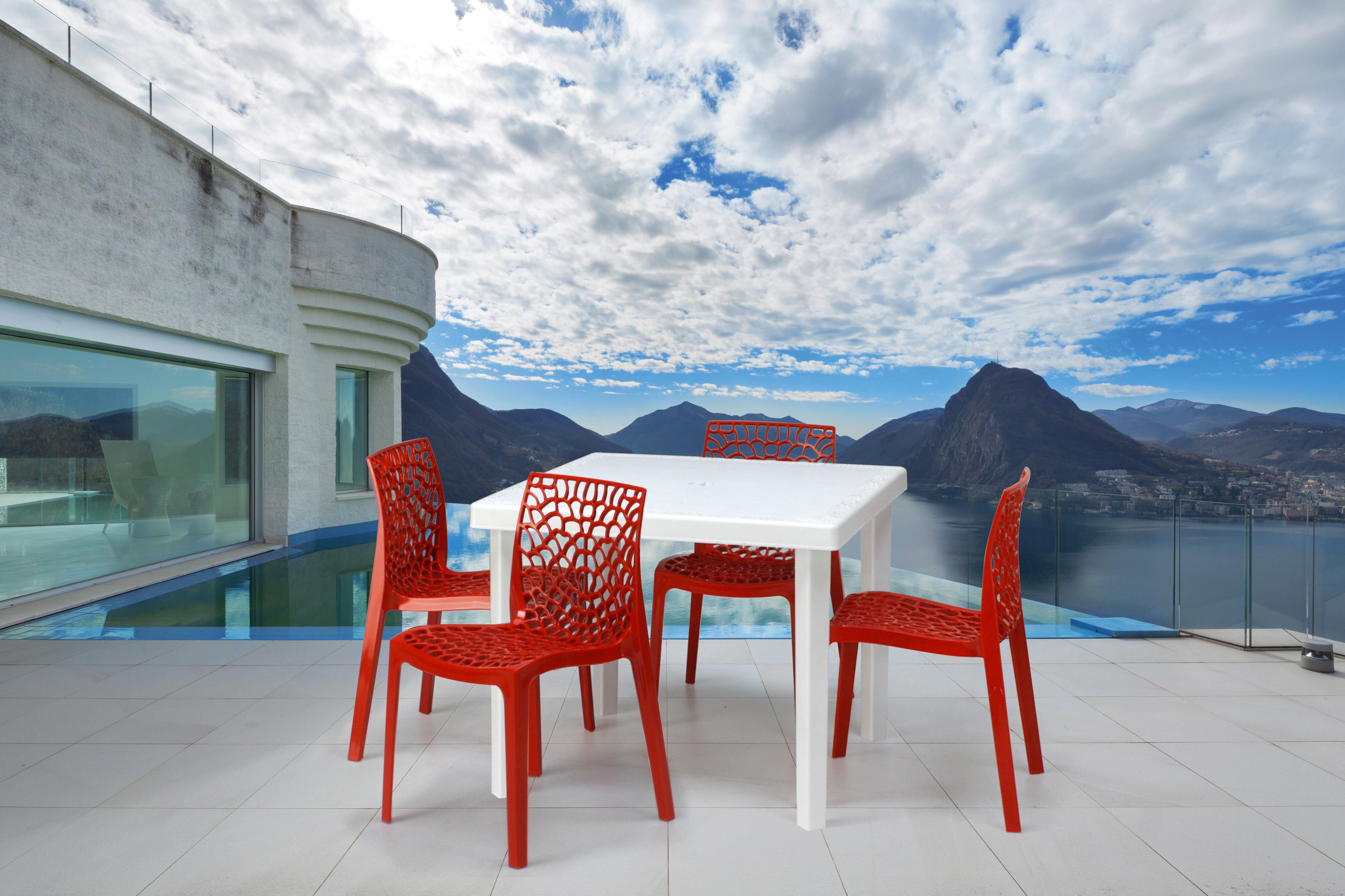 Chaise GRAND SOLEIL Grafik en résine injectée rouge - 3