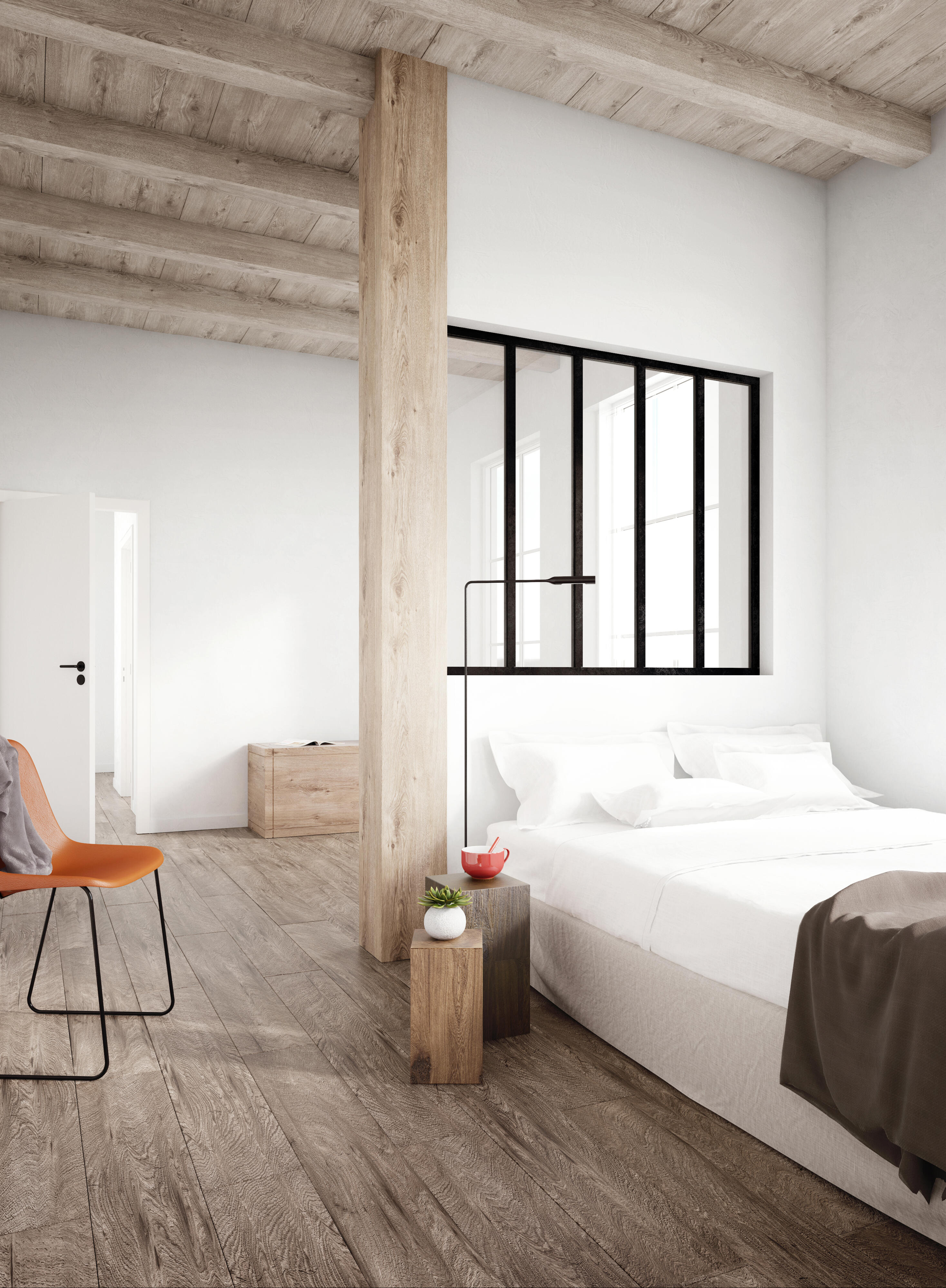 Verrière Atelier en alu noir mat 5 vitrages transparents inclus, H.130xl.153 cm - 3