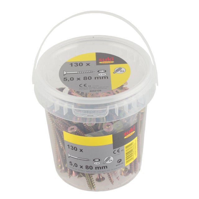 Seau 130 vis acier tête fraisée torx SUKI, Ø5 x L.80 mm + embout T25