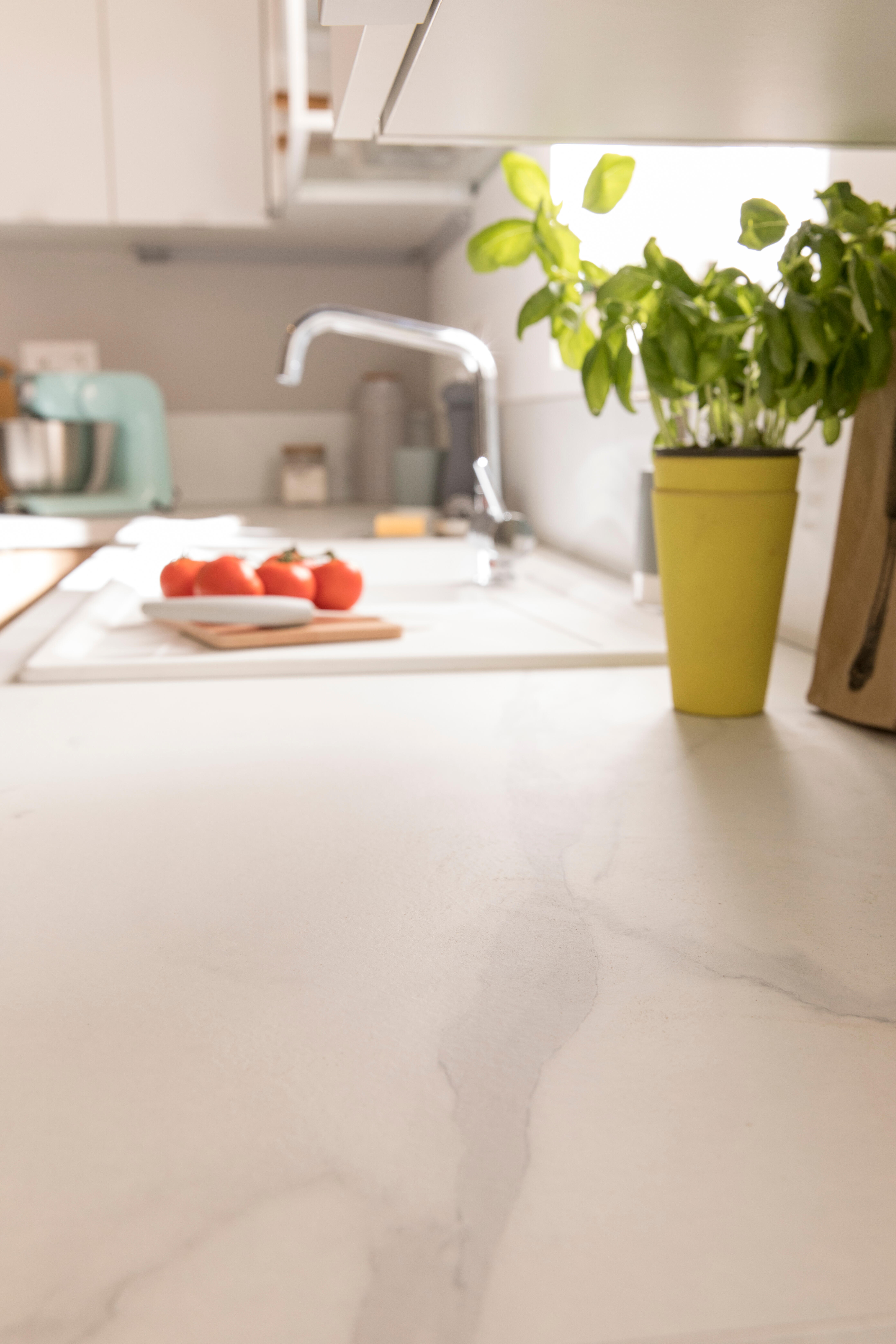 Plan de travail standard stratifié Marbre blanc L.315 x P.65 cm, Ep.38 mm - 5