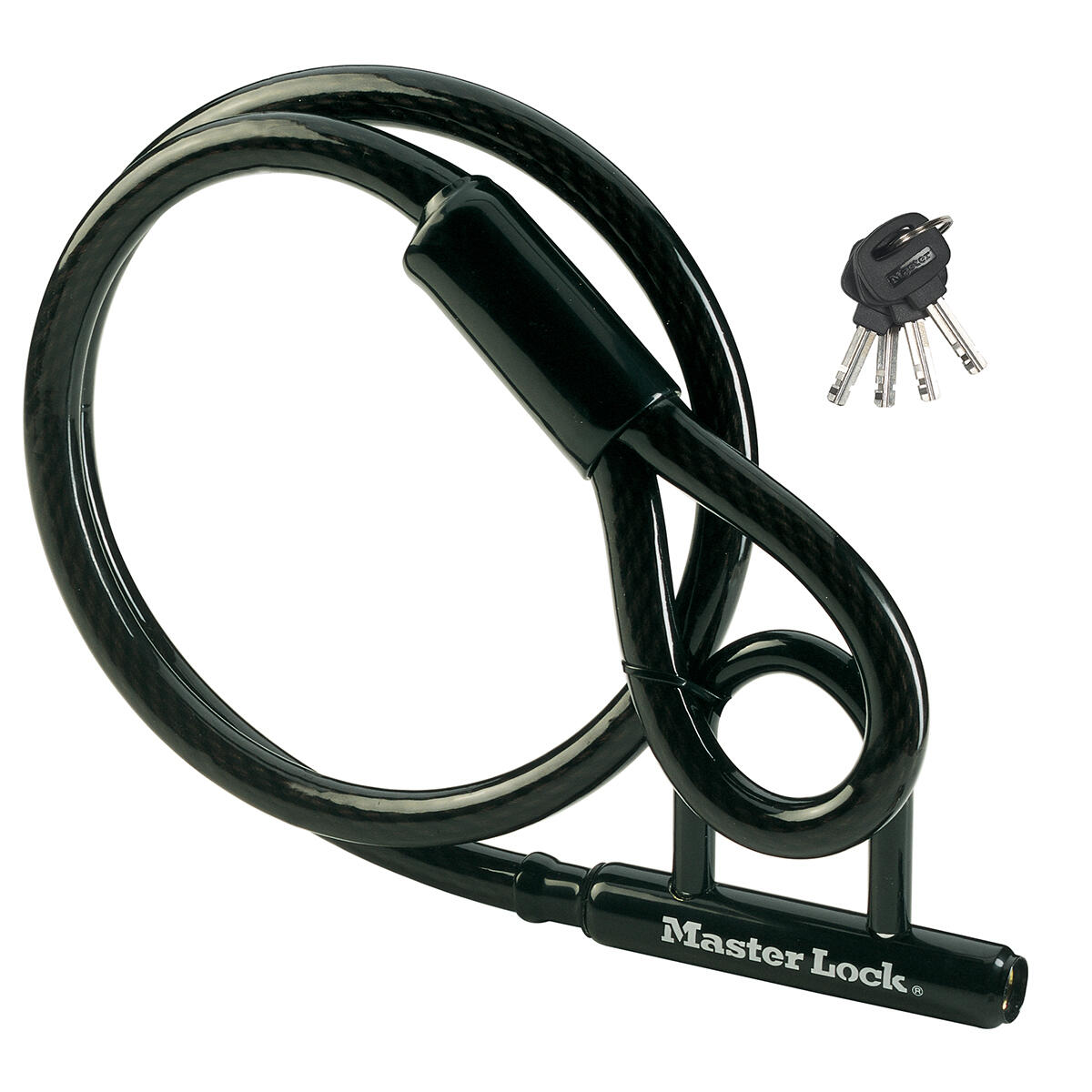 Master Lock 8271EURDAT Câble Antivol Robuste 4,5m Avec Cadenas à Clé Et Point D'Ancrage - Sécurité Maximale Pour Vélos & Extérieur