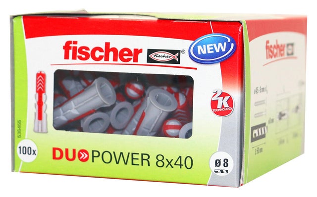 100 chevilles 3 en 1 duopower, Ø8 x L.40 mm
