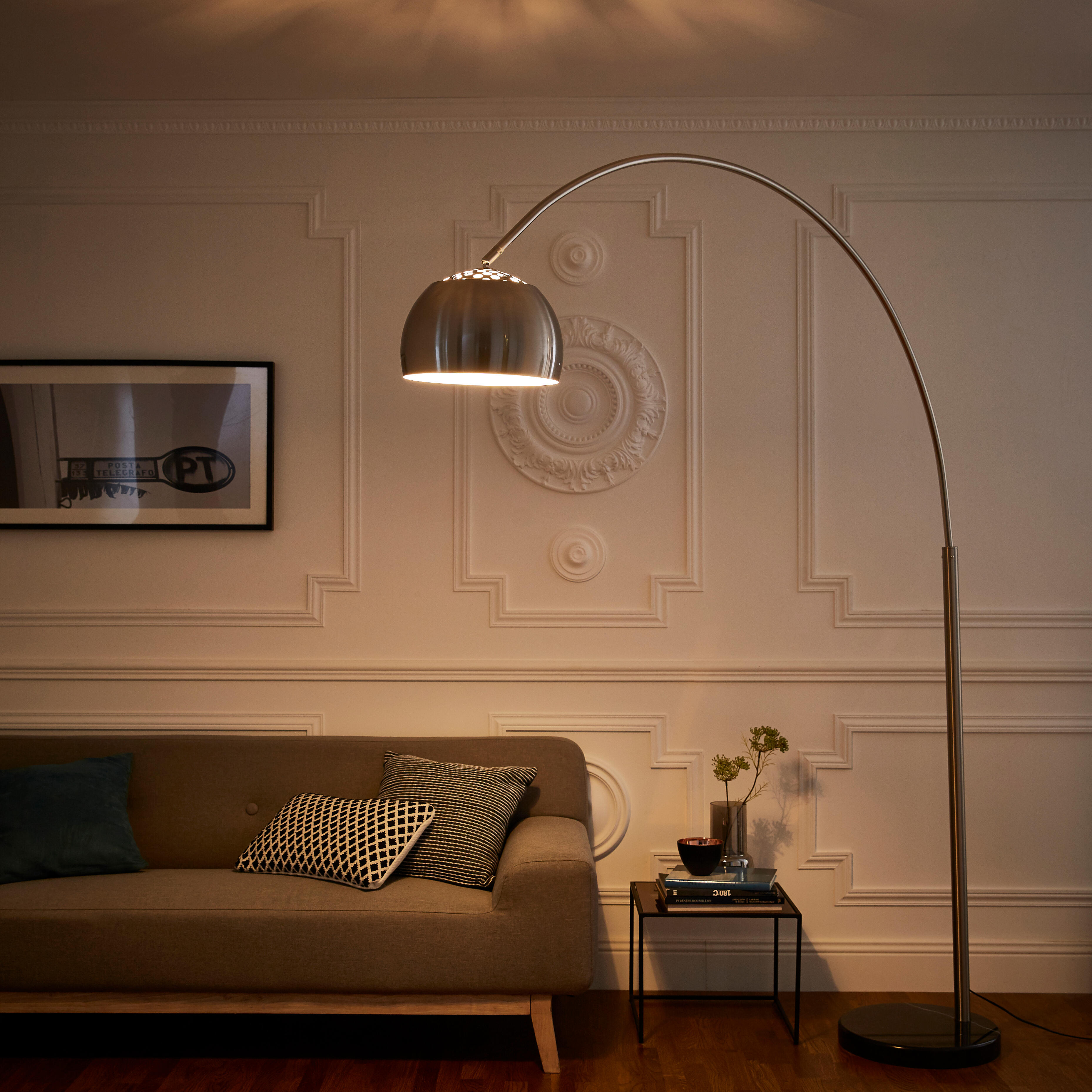 Lampadaire New sofa, acier, argent,  H.210 cm INSPIRE, E27 - 4
