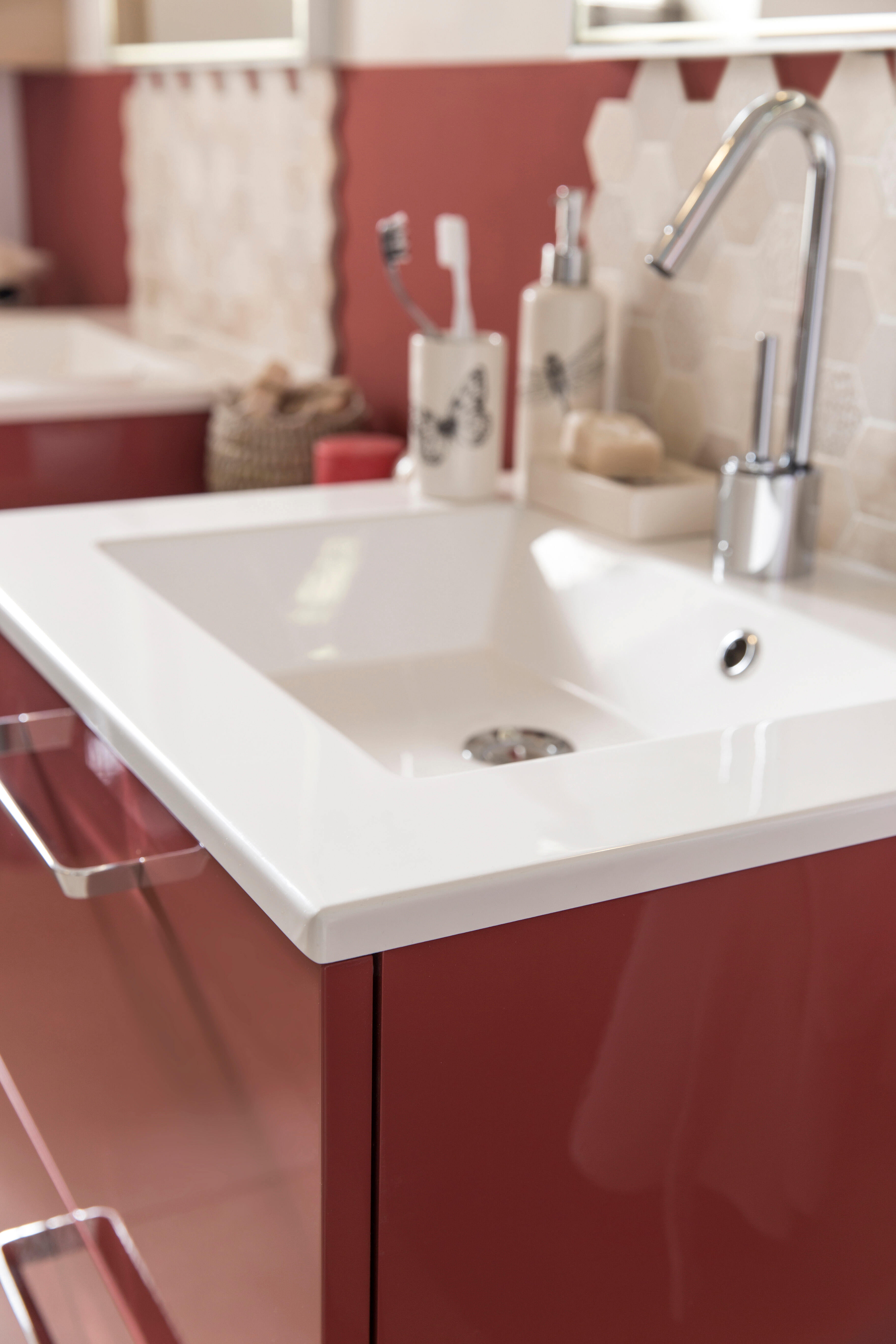 Plan simple vasque centrée Urban pierre blanc Brillant l.61 x P.49 cm - 9