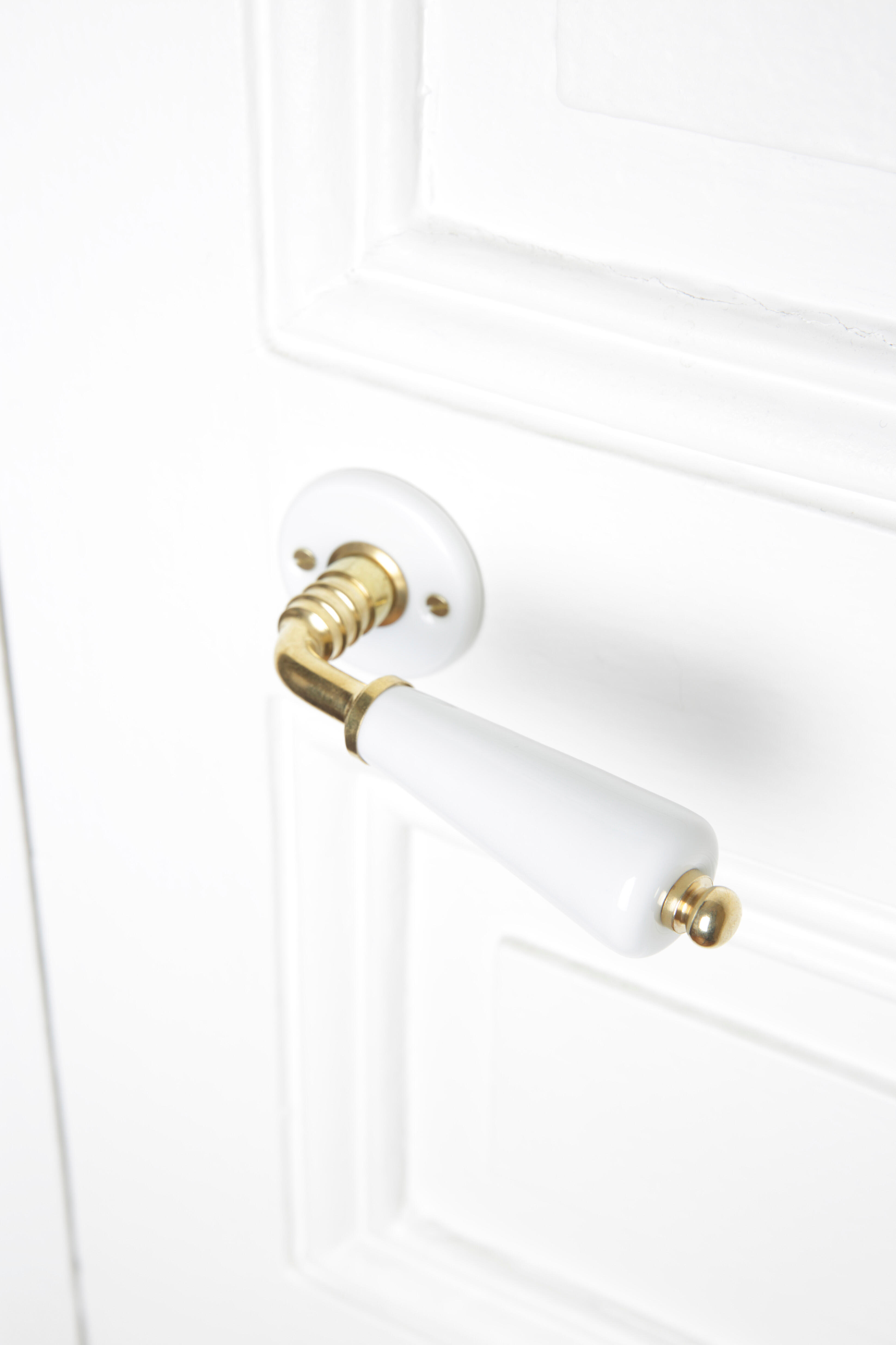 2 poignées sur rosace canon MERIGOUS, porcelaine de limoges, blanc/laiton D5 | Leroy Merlin