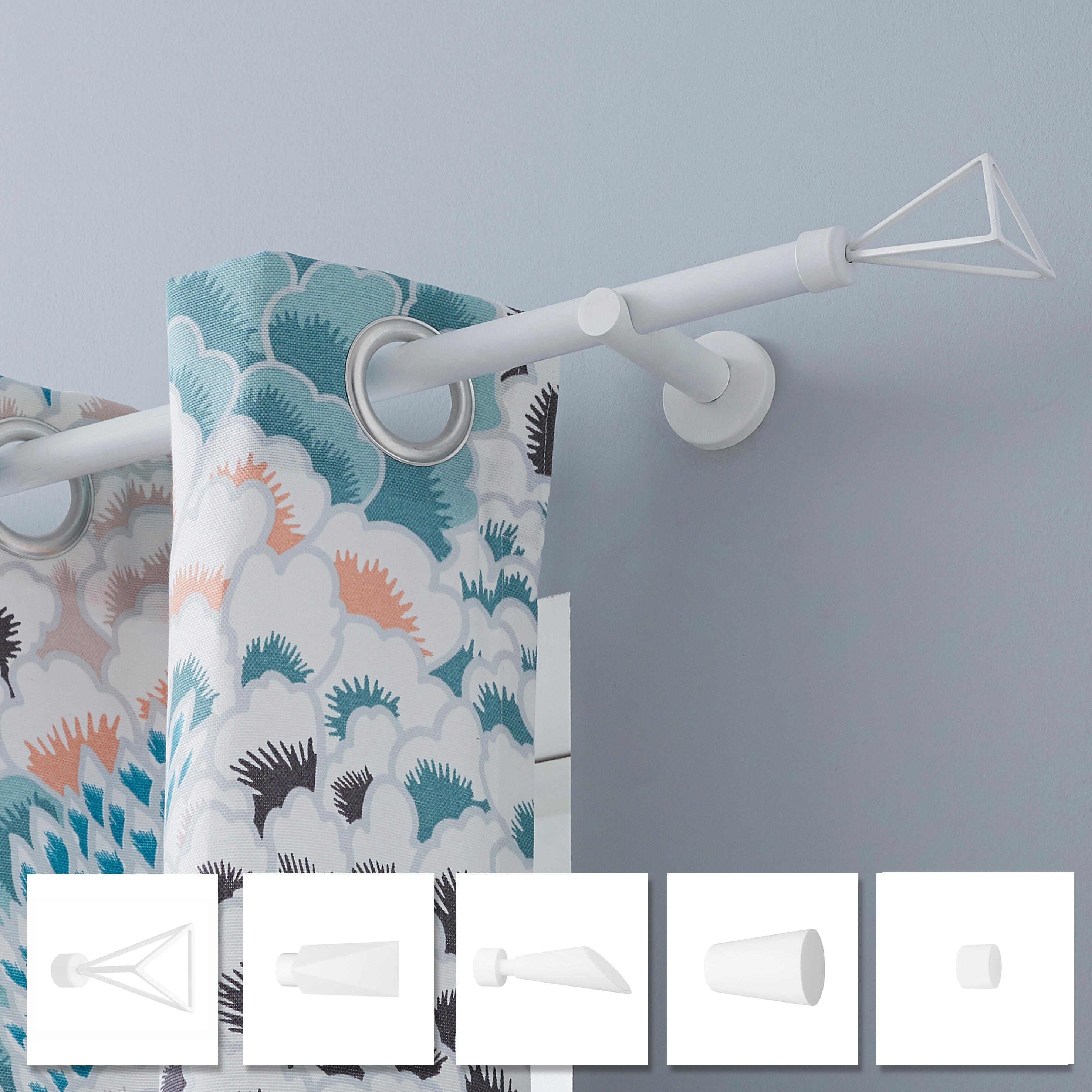 Lot de 2 embouts pour barre à rideau , Diam.20 mm blanc Design, INSPIRE - 3