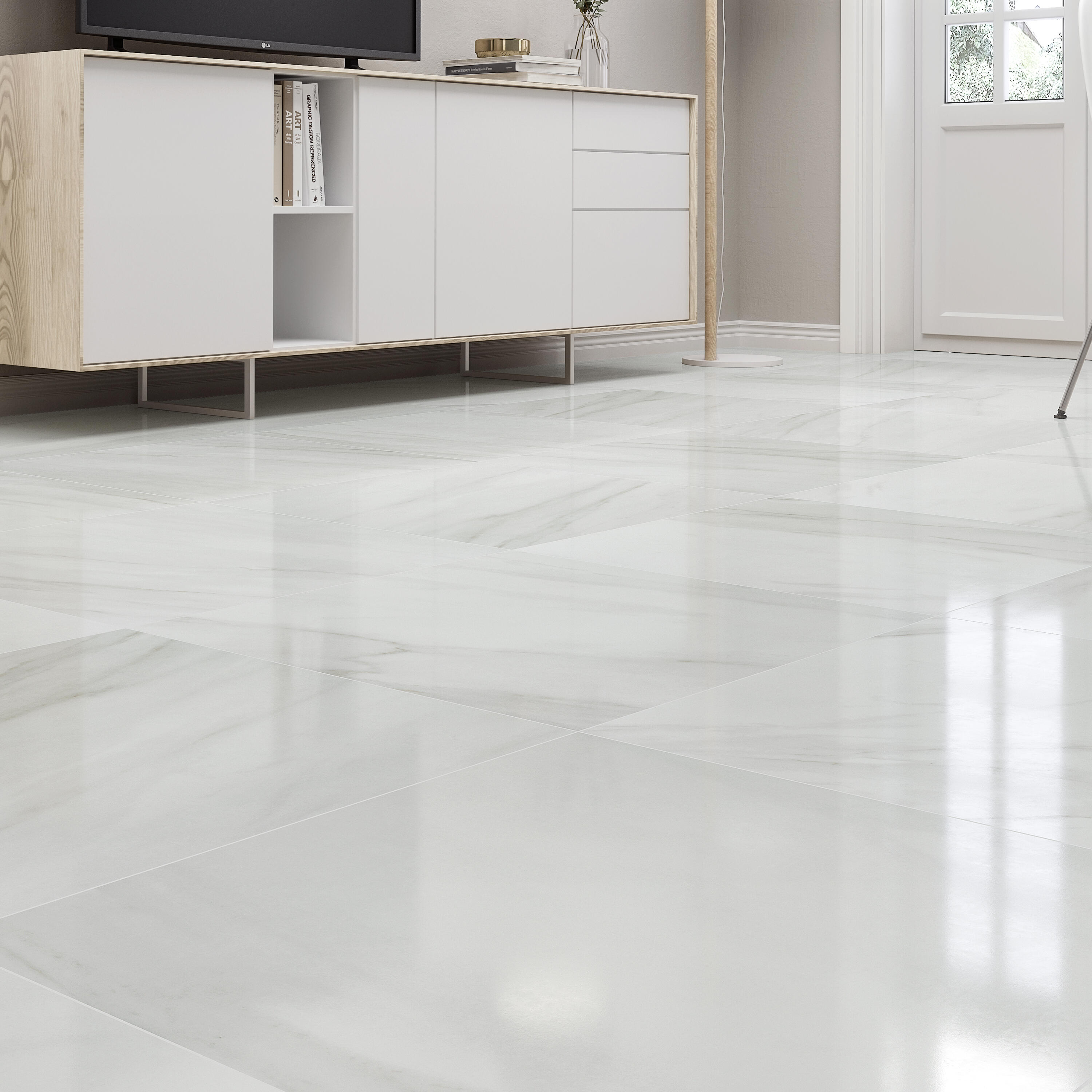 Carrelage sol intérieur / mur intérieur effet marbre blanc Marmi l.60 x L.60 cm  - 4