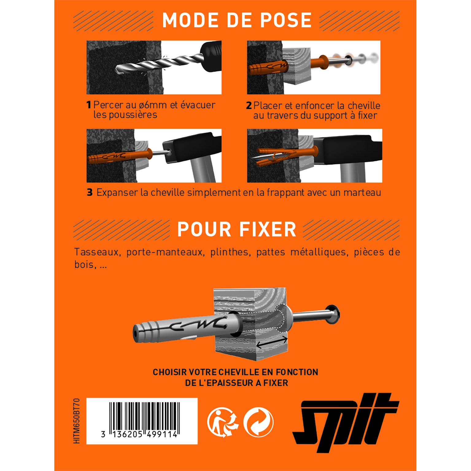 Lot de 70 Cheville murale hit m SPIT, Ø6 x L.50 mm - 2