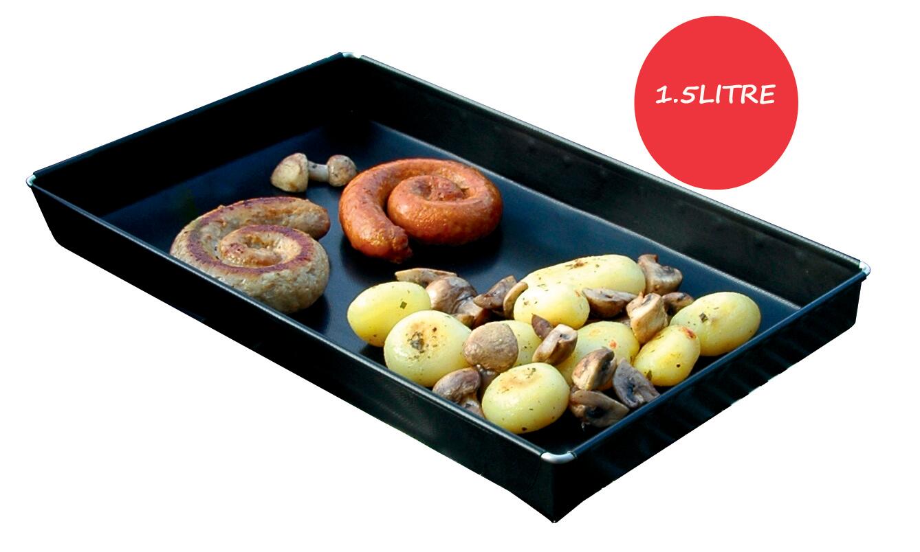 Plat de cuisson pour barbecue et four 1.5L, noir - 2