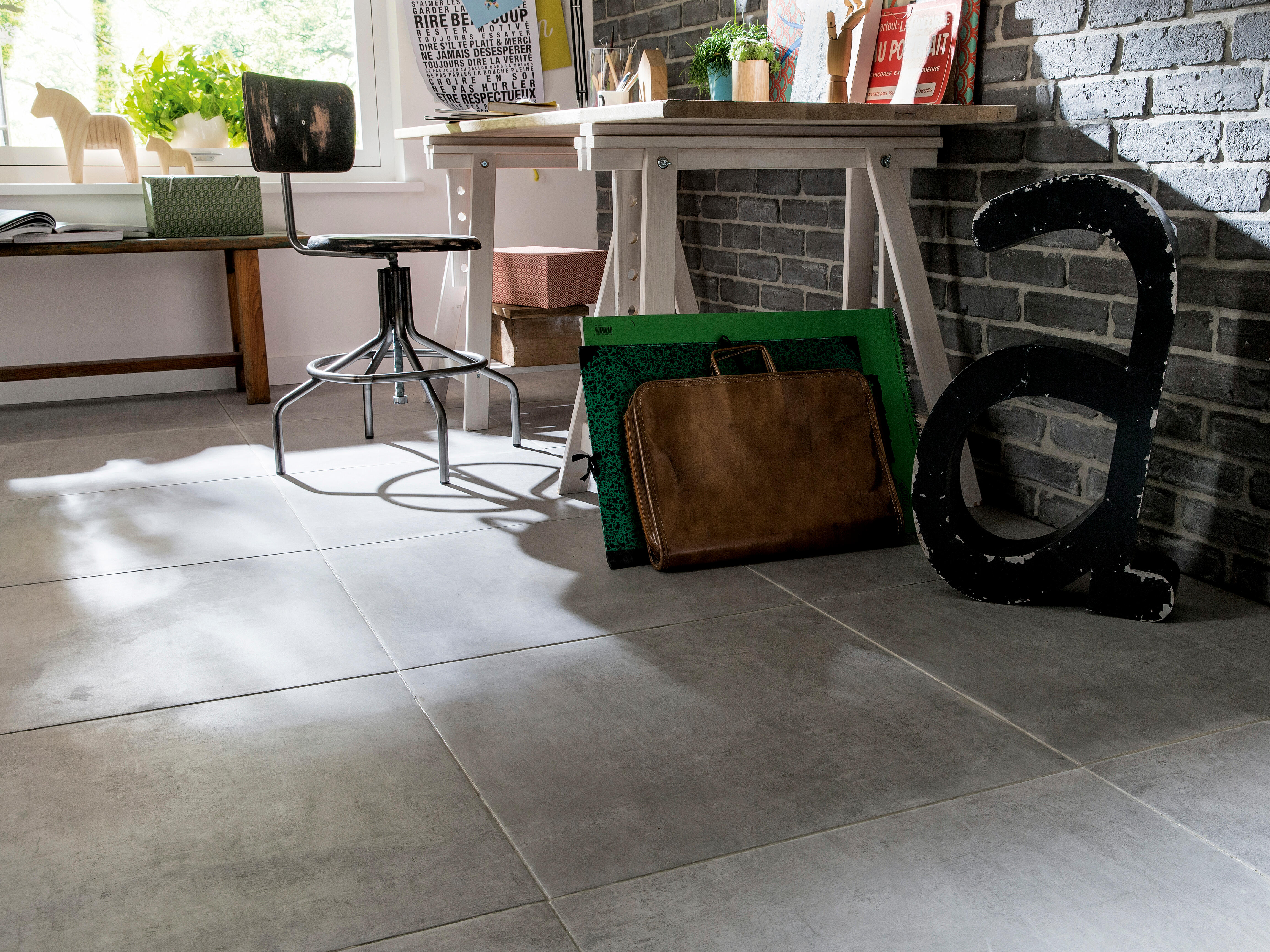 Carrelage sol/mur intérieur effet béton gris Alma l.60 x L.60 cm - 5