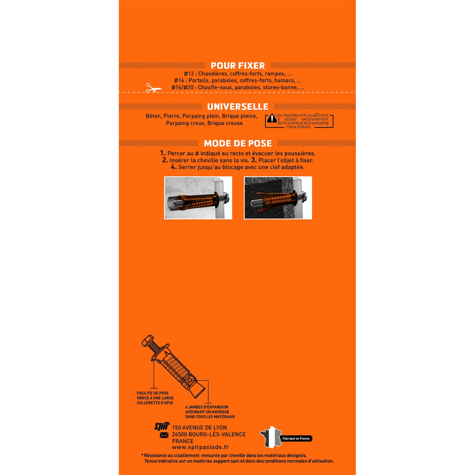 Lot de 2 Cheville murale avec vis prima PRIMA1025DP2 SPIT, Ø16 x L.65 mm - 2