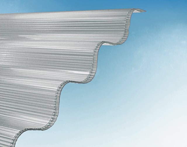 Plaque de toiture grande onde polycarb translucide l.0.92m x L.1.52m, ep.6mm