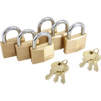 Master Lock 140EURSIX Pack Of 6 Key Padlocks With Brass Body Gold 6 X 4 X 13 Cm