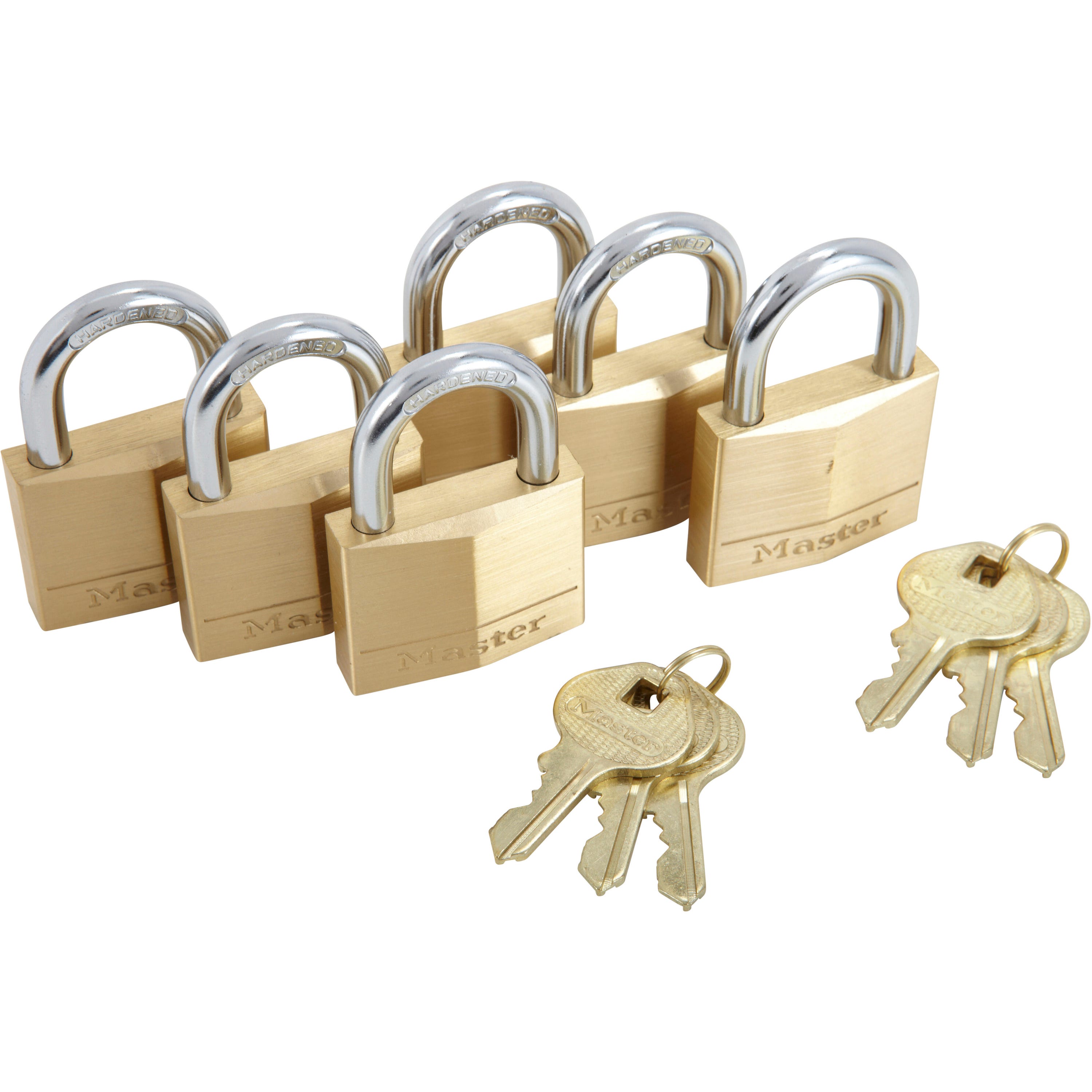 Master Lock 140EURSIX Lot De 6 Cadenas Cl En Laiton Dor 6 X 4 X 1 master-lock-140eursix-lot-de-6-cadenas-cl-en-laiton-dor-6-x-4-x-1