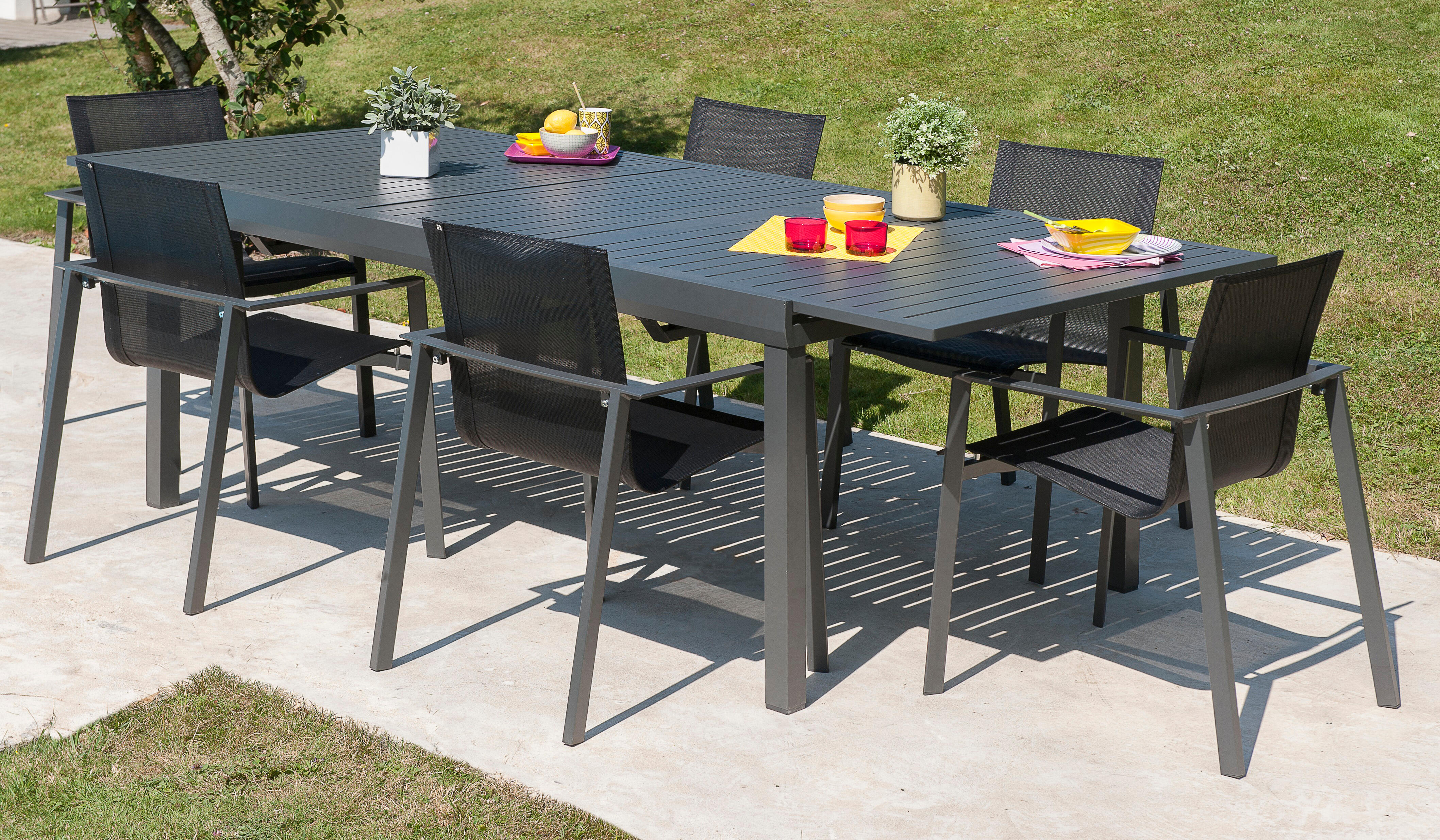 Table de jardin MIAMI rectangulaire 10/12 personnes anthracite - DCB GARDEN - 6