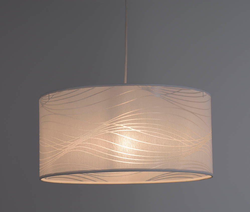 Suspension Cylindre coton dévoré coton, blanc, Diam.30 cm, E27 - 2