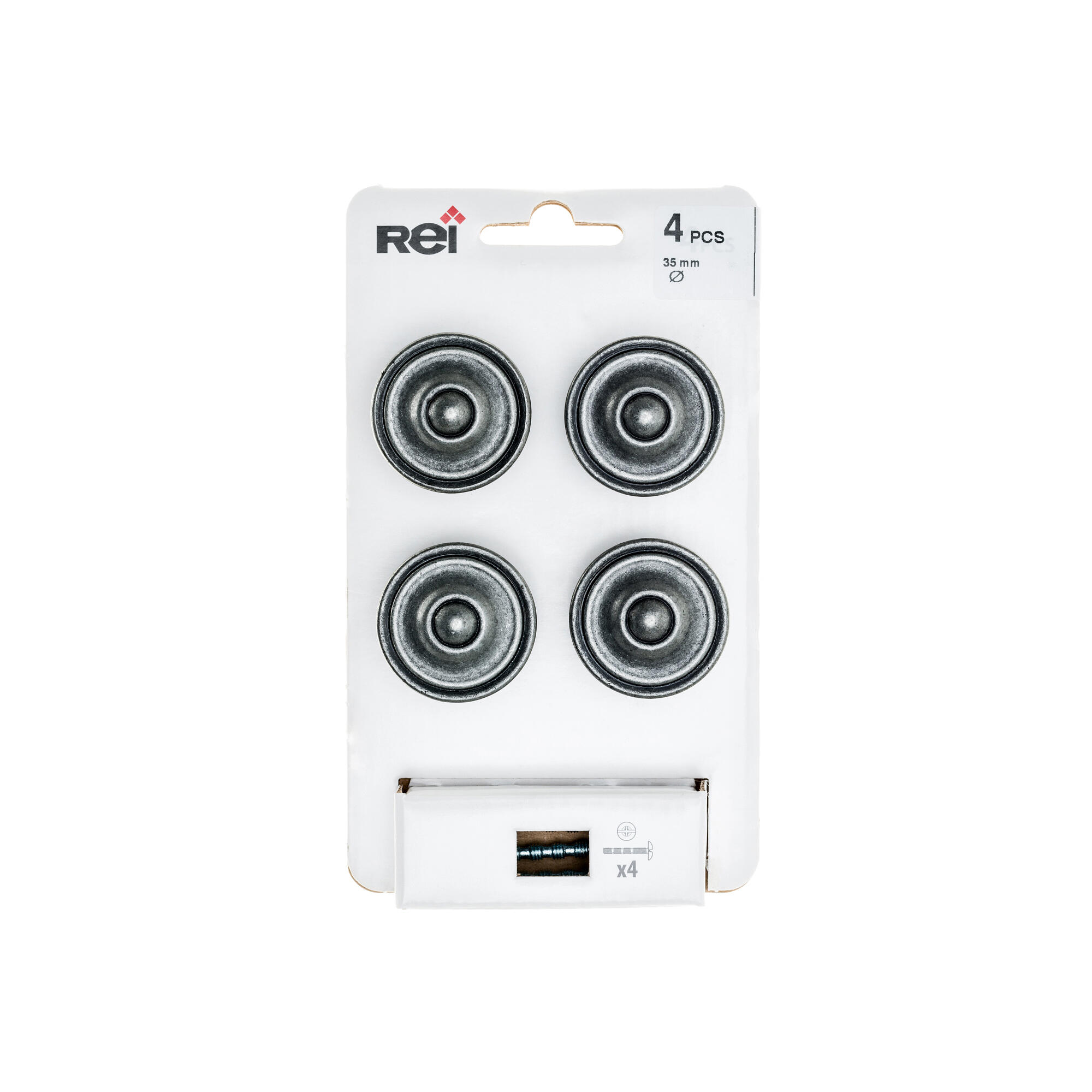 4 boutons de meuble ronds James, zamak argent vieilli, Diam.35 mm - 7