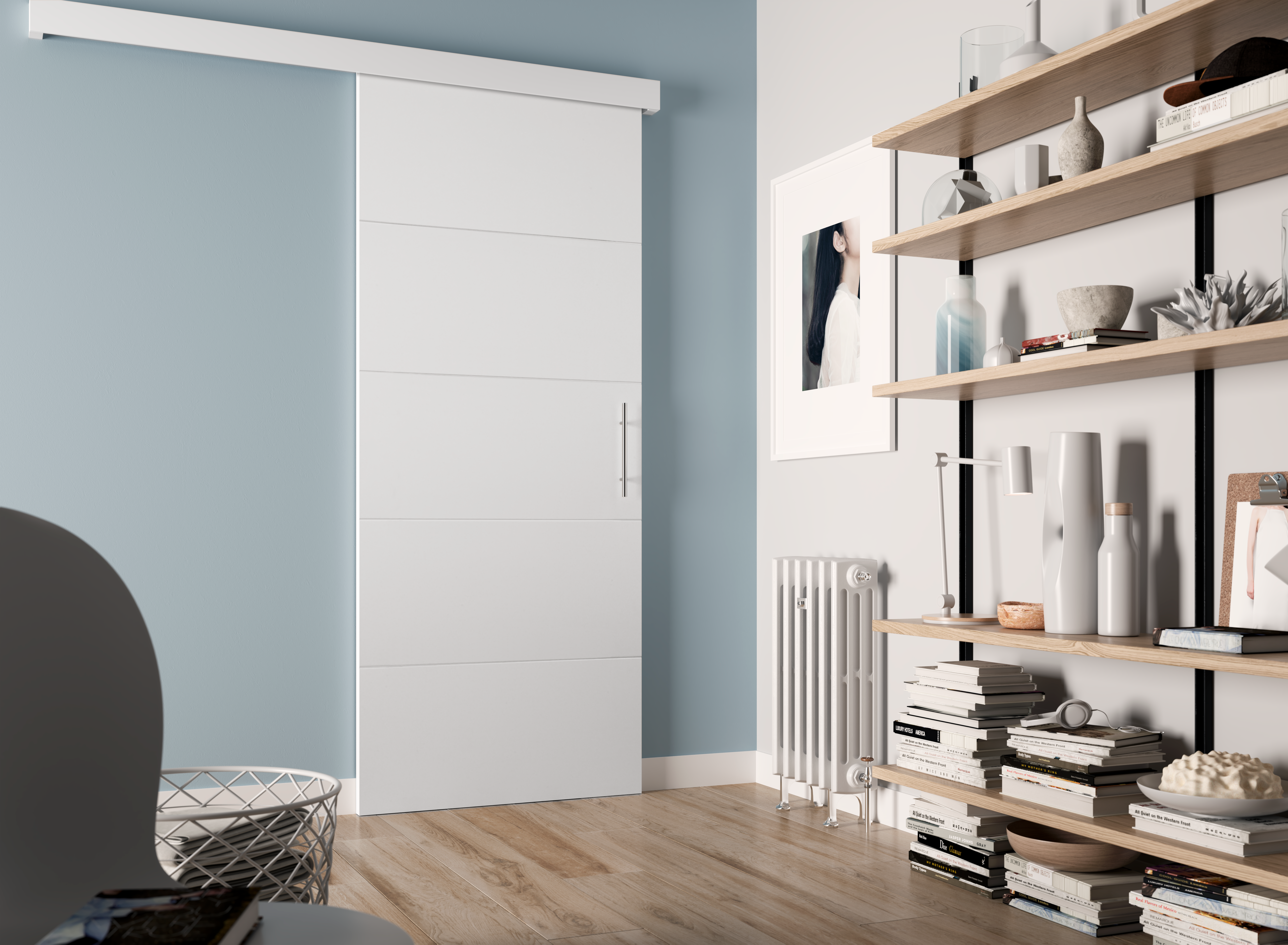 Porte coulissante Albane blanc H.204 x l.73 cm - 2