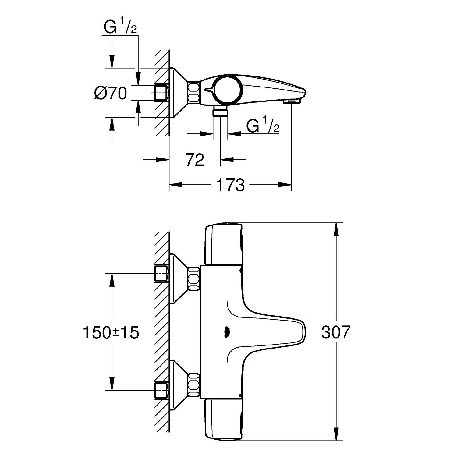 Mitigeur de bain thermostatique chrome, Precision Trend -QuickFix, GROHE - 2