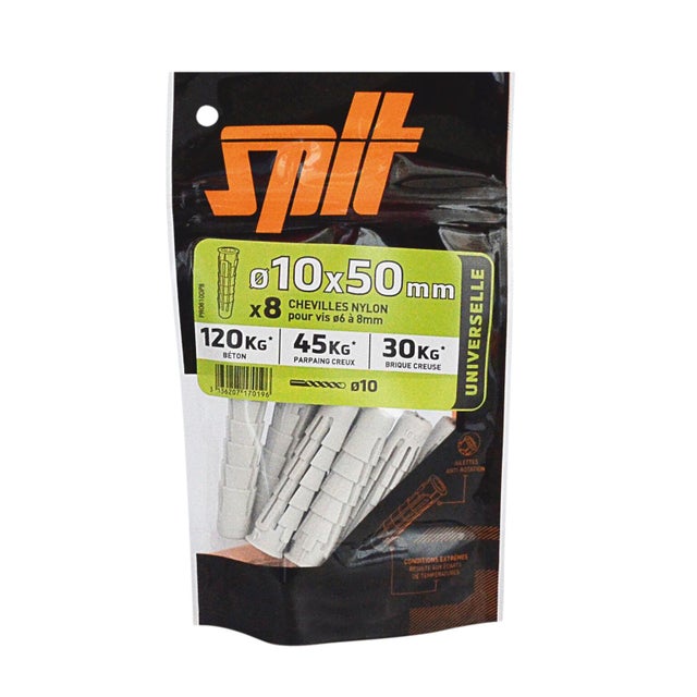 Lot de 8 Cheville murale SPIT, Ø10 x L.50 mm