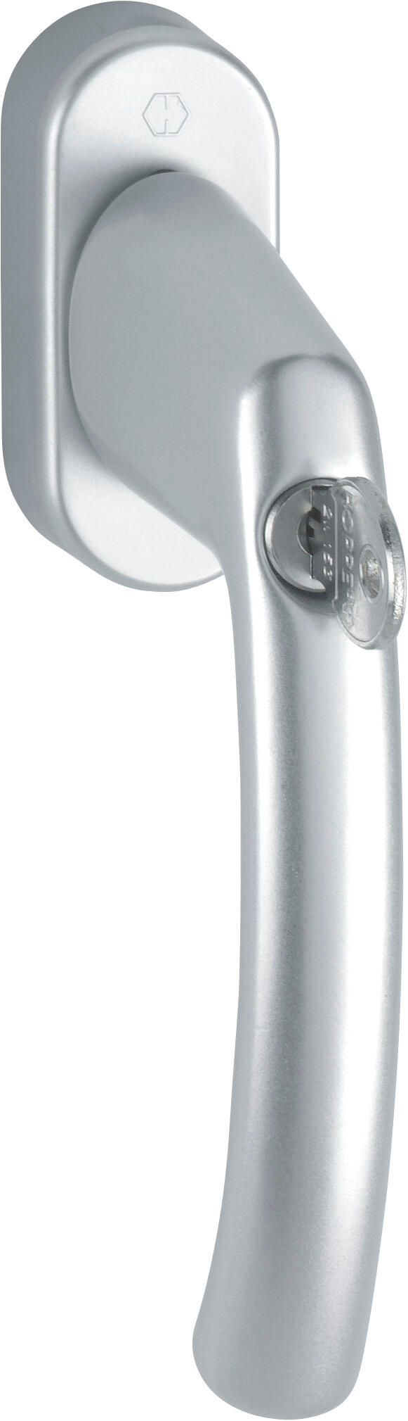 Poignée Lima à clé alu coloris inox pour fenêtres PVC - aluminium et bois
