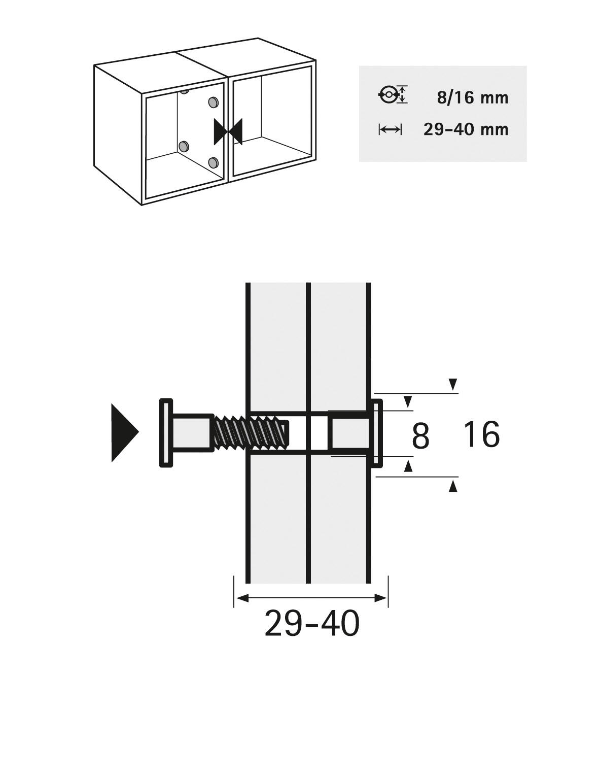 Lot de 10 vis d'assemblage plastique brut HETTICH, l.40 mm - 2