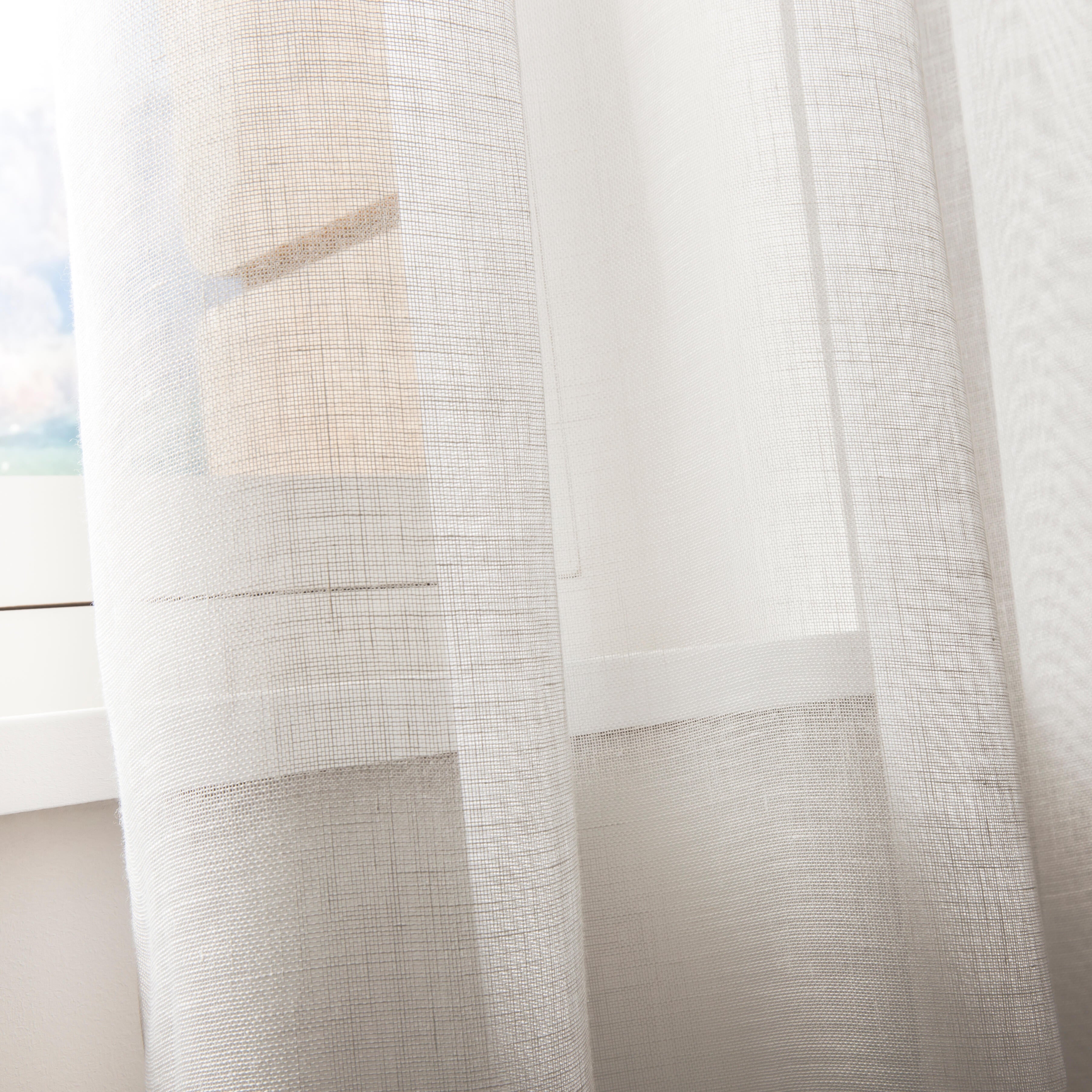 Voilage tamisant, Aspect lin lin, blanc H.260 x l.145 cm - 2