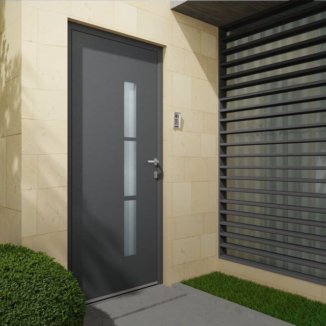 Porte d'entrée Alu Kezia 2 Essentiel H.215 x l.90 cm gris anthr., p. gauche