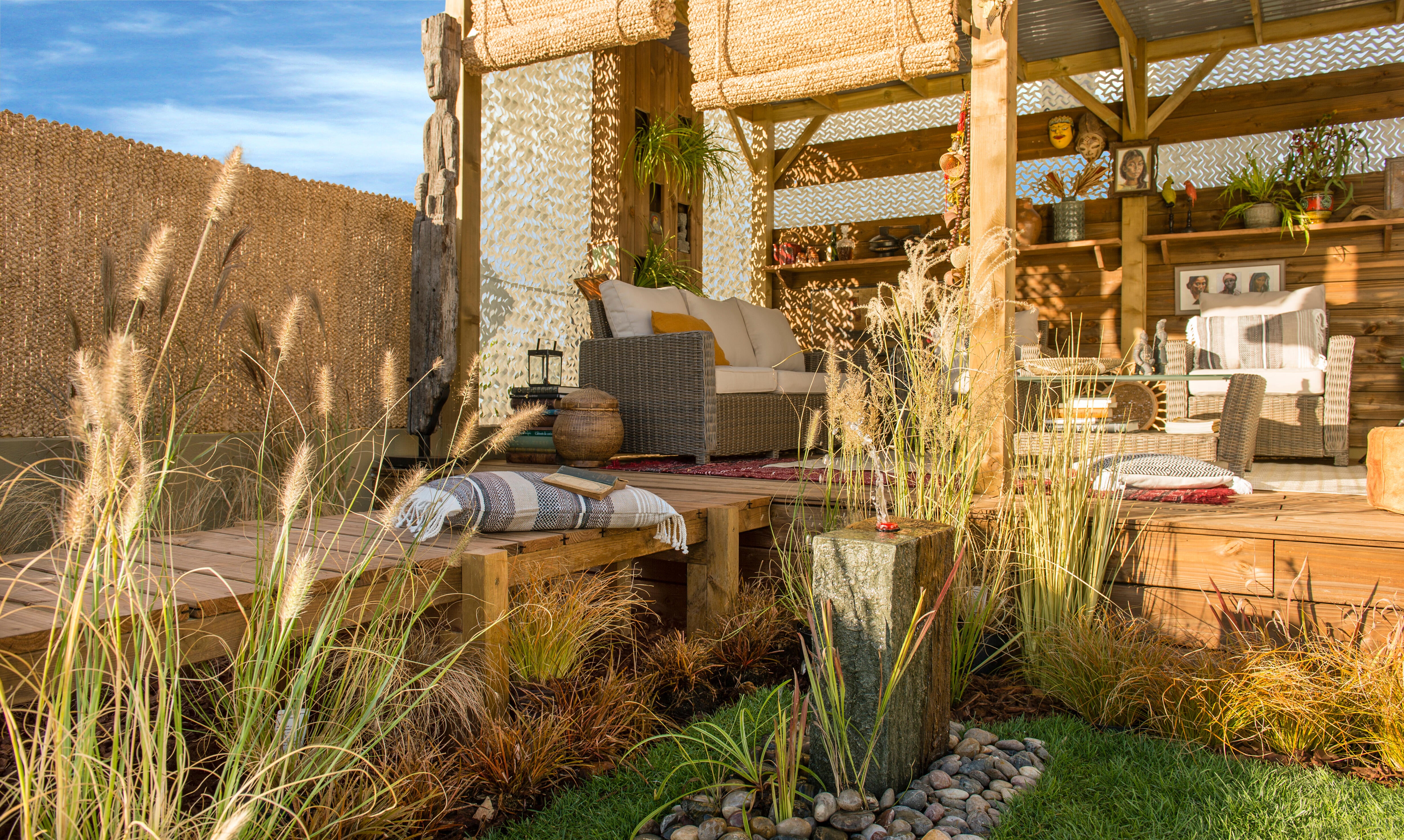 Voile d'ombrage rectangulaire gris/blanc L.400 x l.300 cm - 9